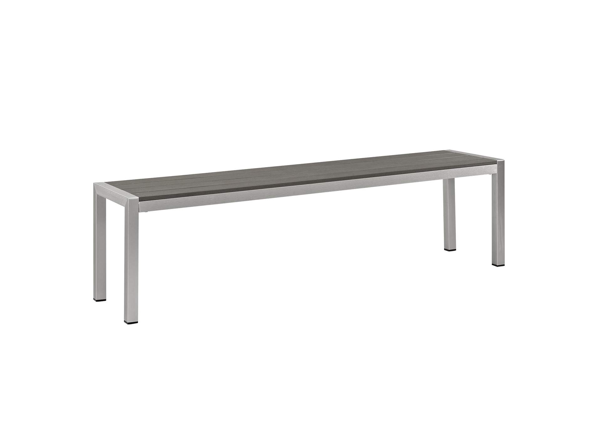 Silver Gray Shore Outdoor Patio Aluminum Bench,Modway