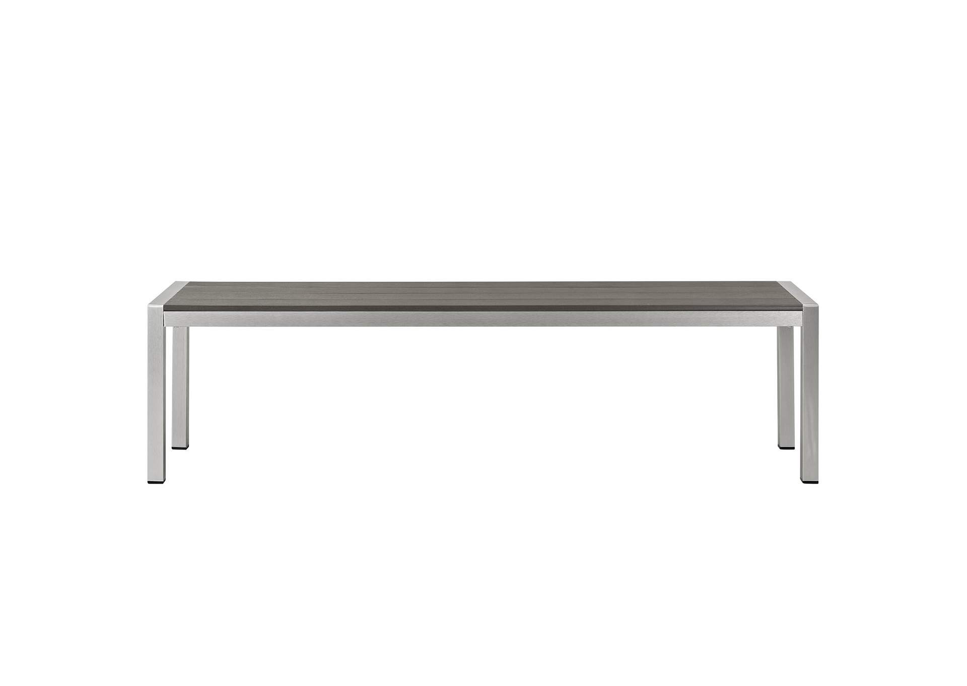 Silver Gray Shore Outdoor Patio Aluminum Bench,Modway