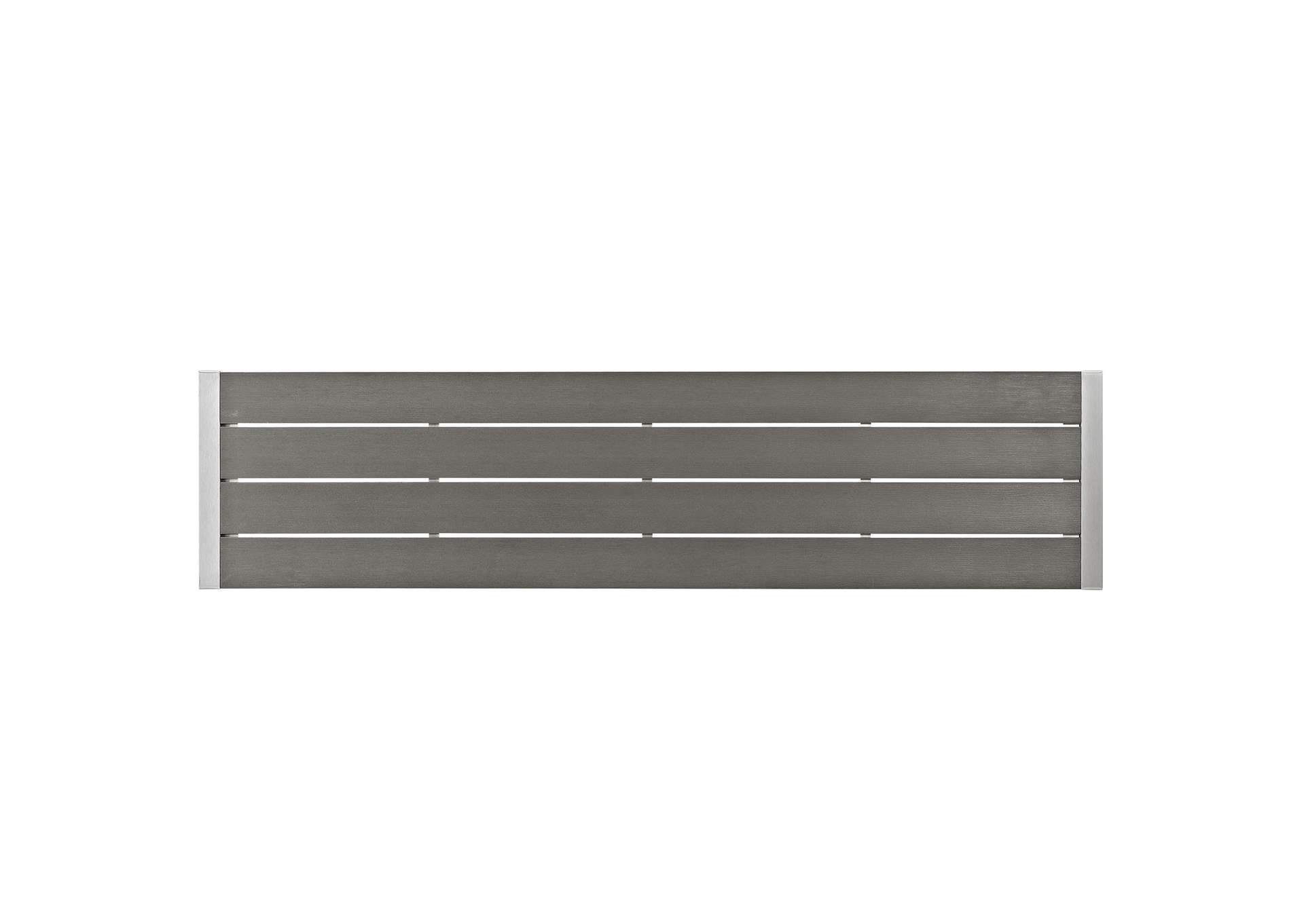 Silver Gray Shore Outdoor Patio Aluminum Bench,Modway