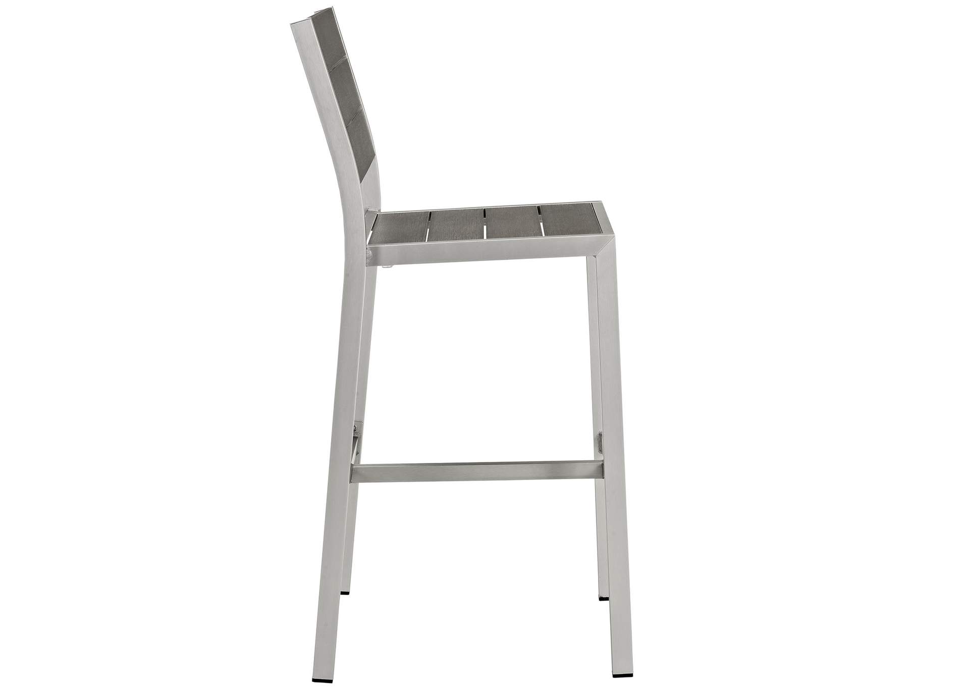 Silver Gray Shore Outdoor Patio Aluminum Armless Bar Stool,Modway