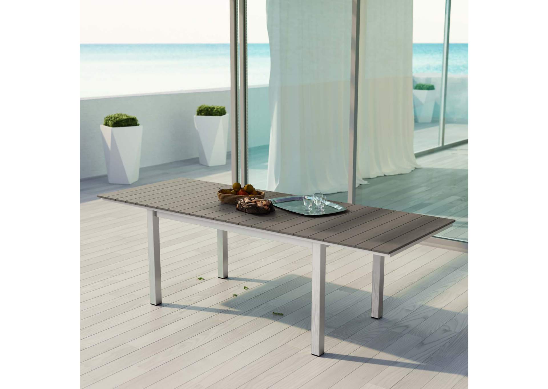 Shore Silver Gray Outdoor Patio Wood Dining Table,Modway