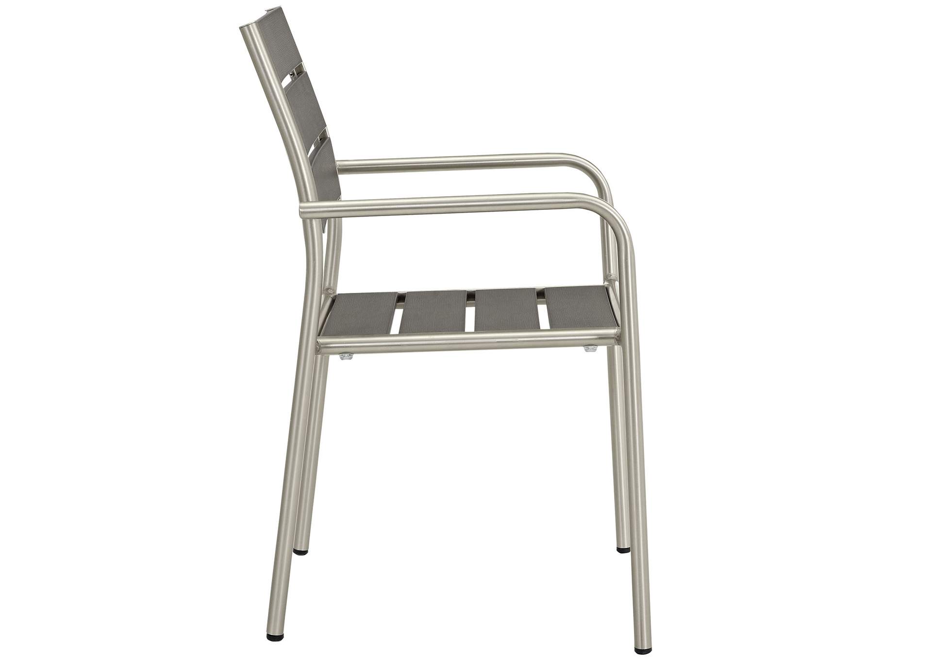 Silver Gray Shore Outdoor Patio Aluminum Dining Rounded Armchair,Modway