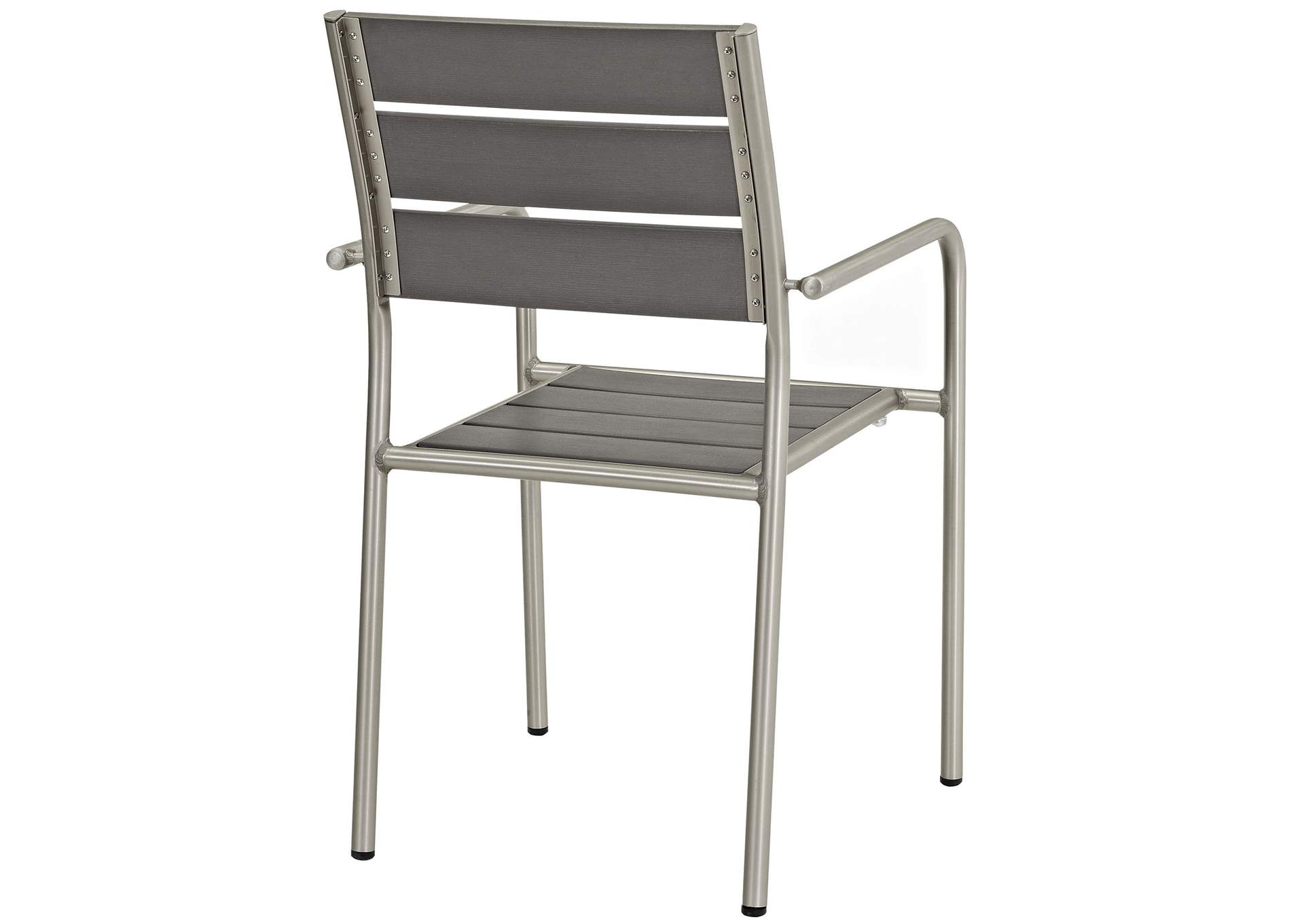 Silver Gray Shore Outdoor Patio Aluminum Dining Rounded Armchair,Modway