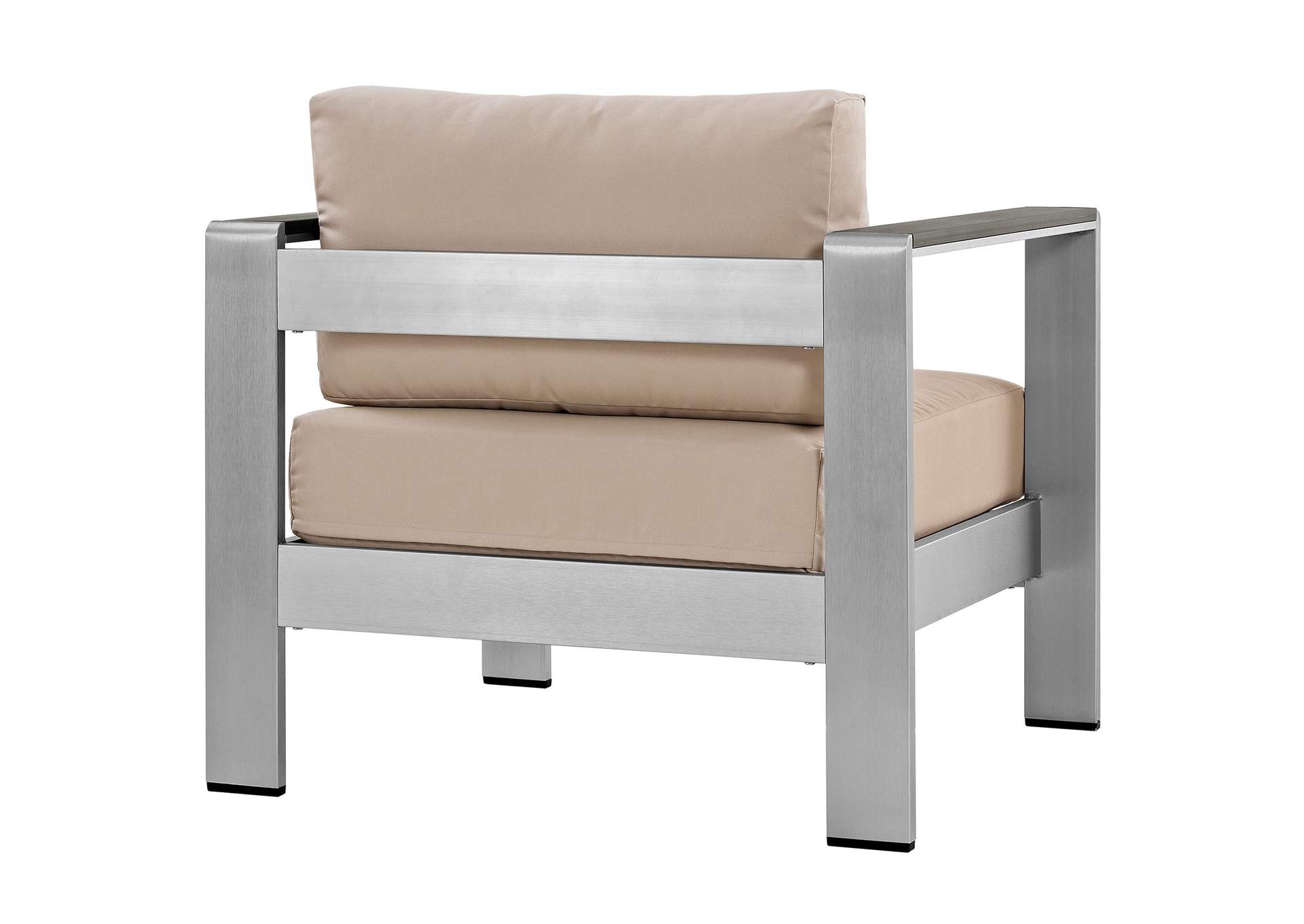 Silver Beige Shore Outdoor Patio Aluminum Armchair,Modway