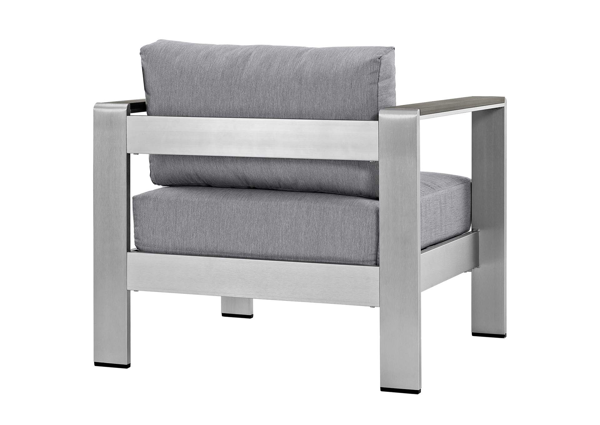 Silver Gray Shore Outdoor Patio Aluminum Armchair,Modway