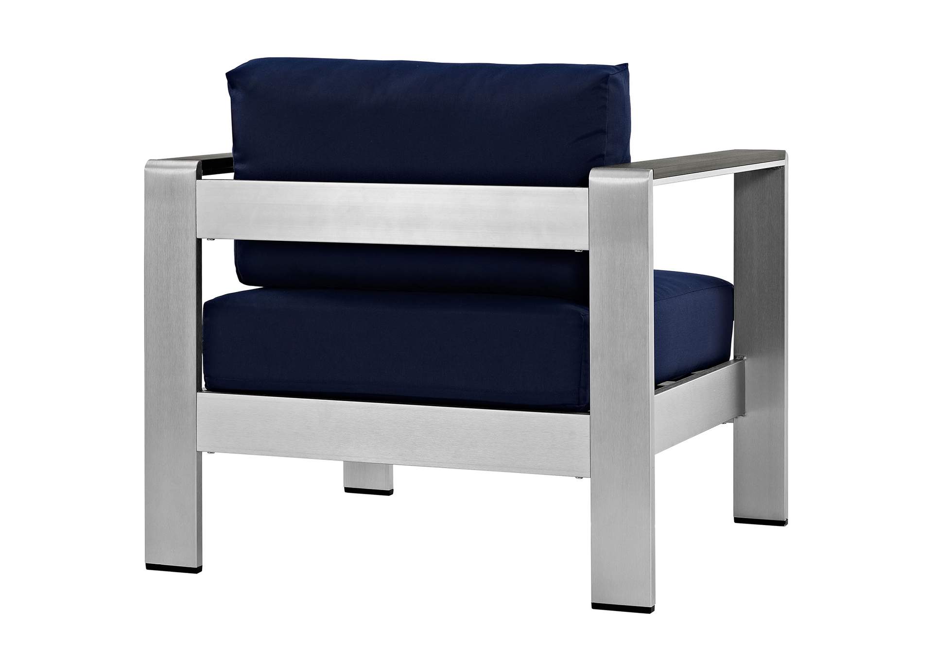 Silver Navy Shore Outdoor Patio Aluminum Armchair,Modway