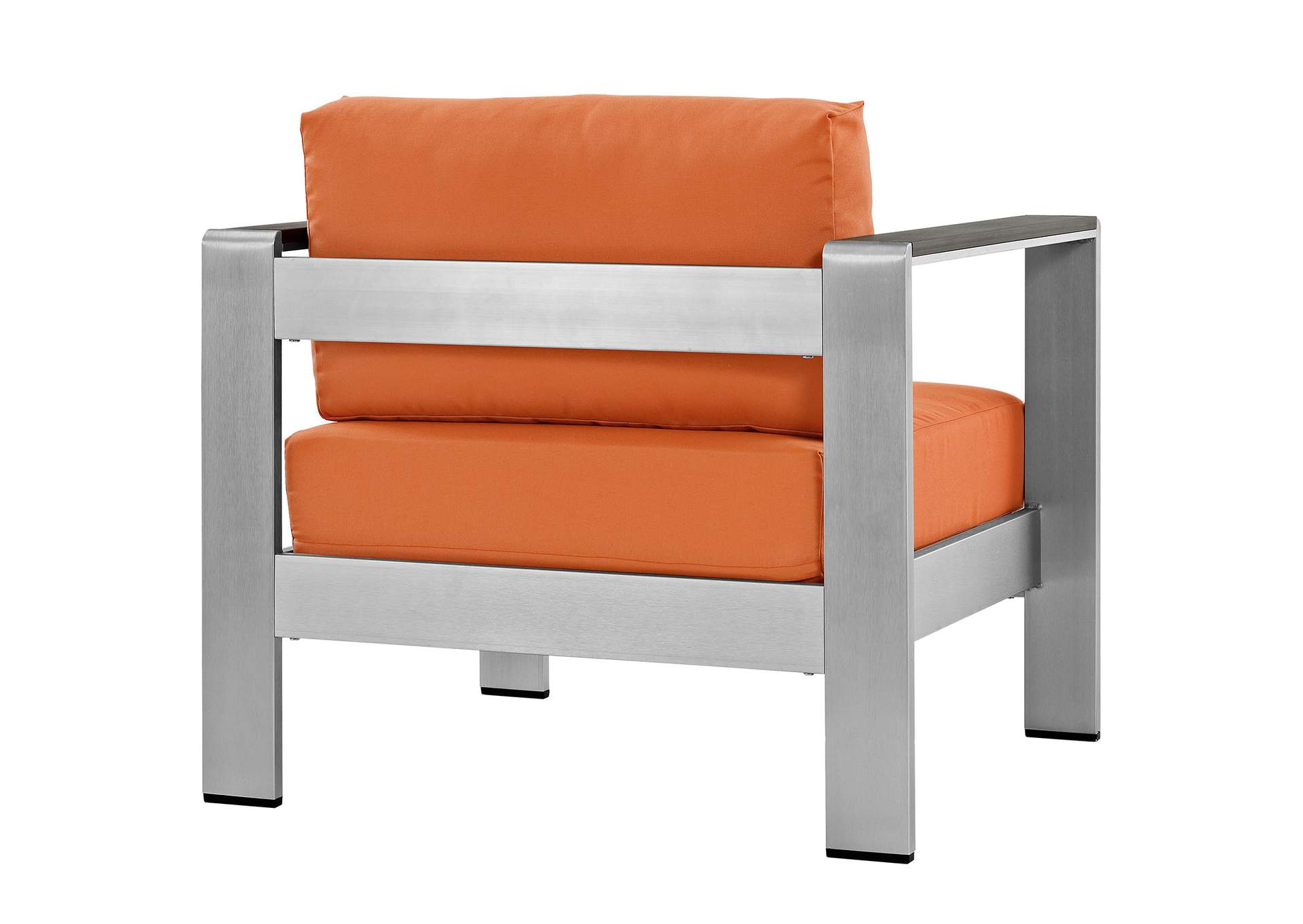 Silver Orange Shore Outdoor Patio Aluminum Armchair,Modway