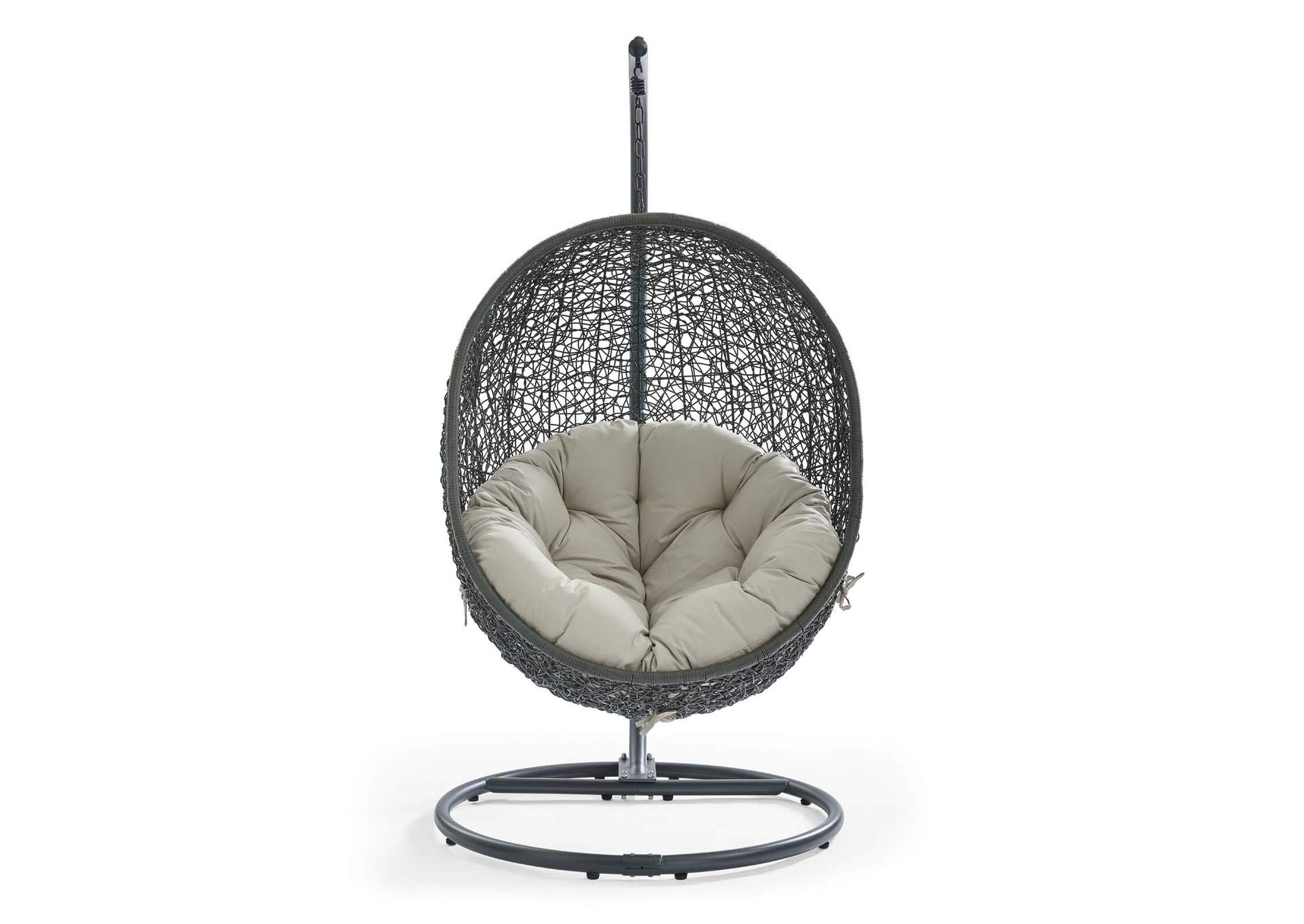 Gray Beige Hide Outdoor Patio Swing Chair With Stand,Modway