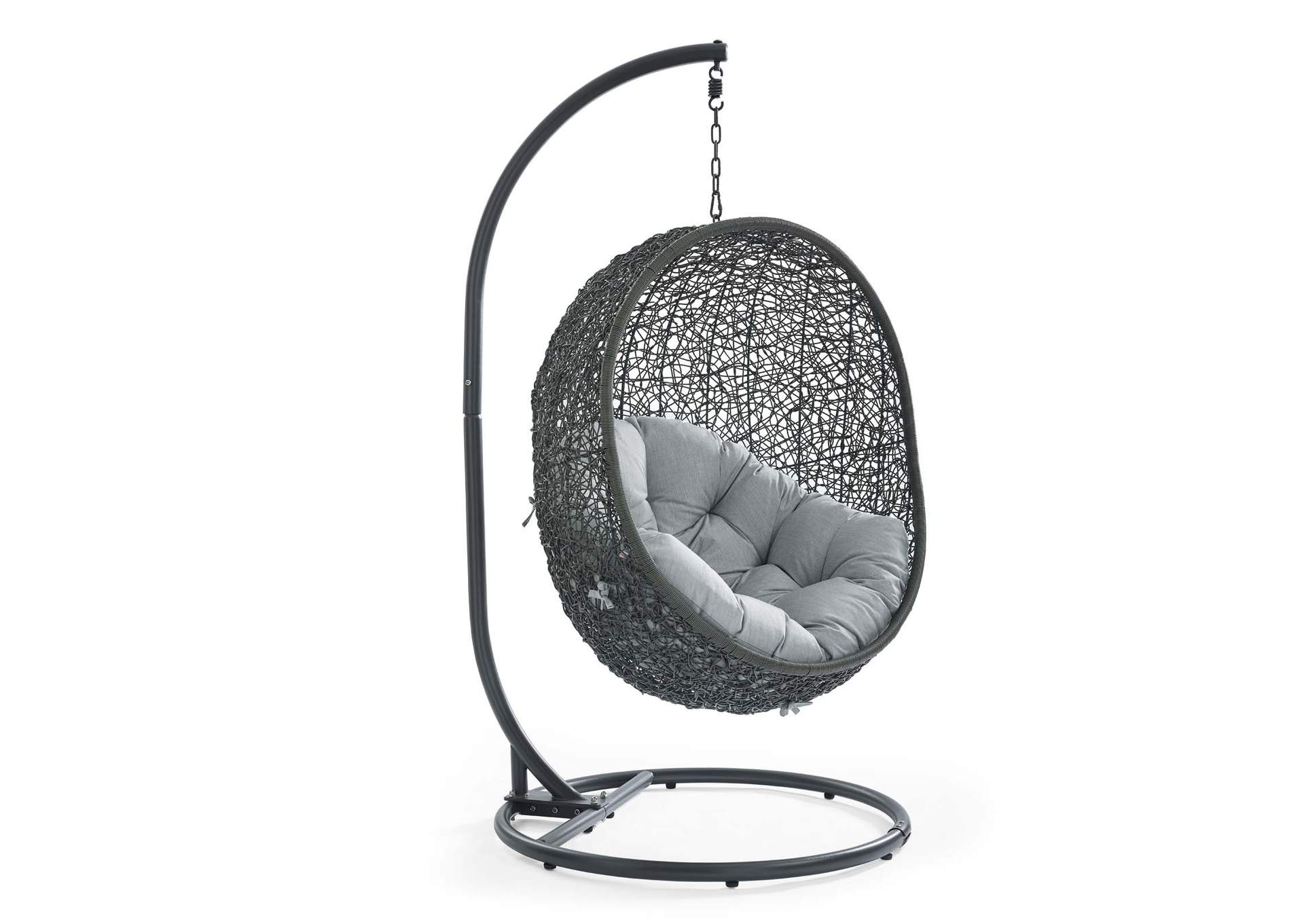 Gray Hide Outdoor Patio Swing Chair With Stand,Modway