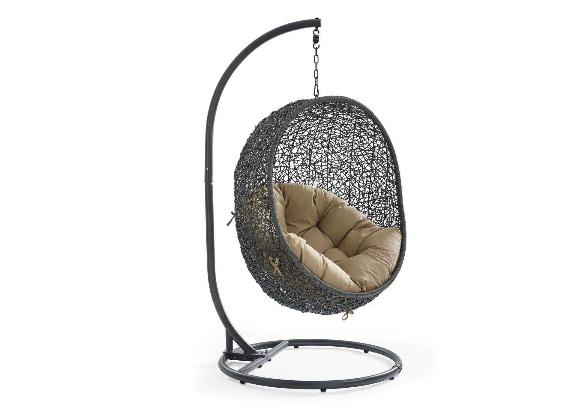 Gray Mocha Hide Outdoor Patio Swing Chair With Stand,Modway