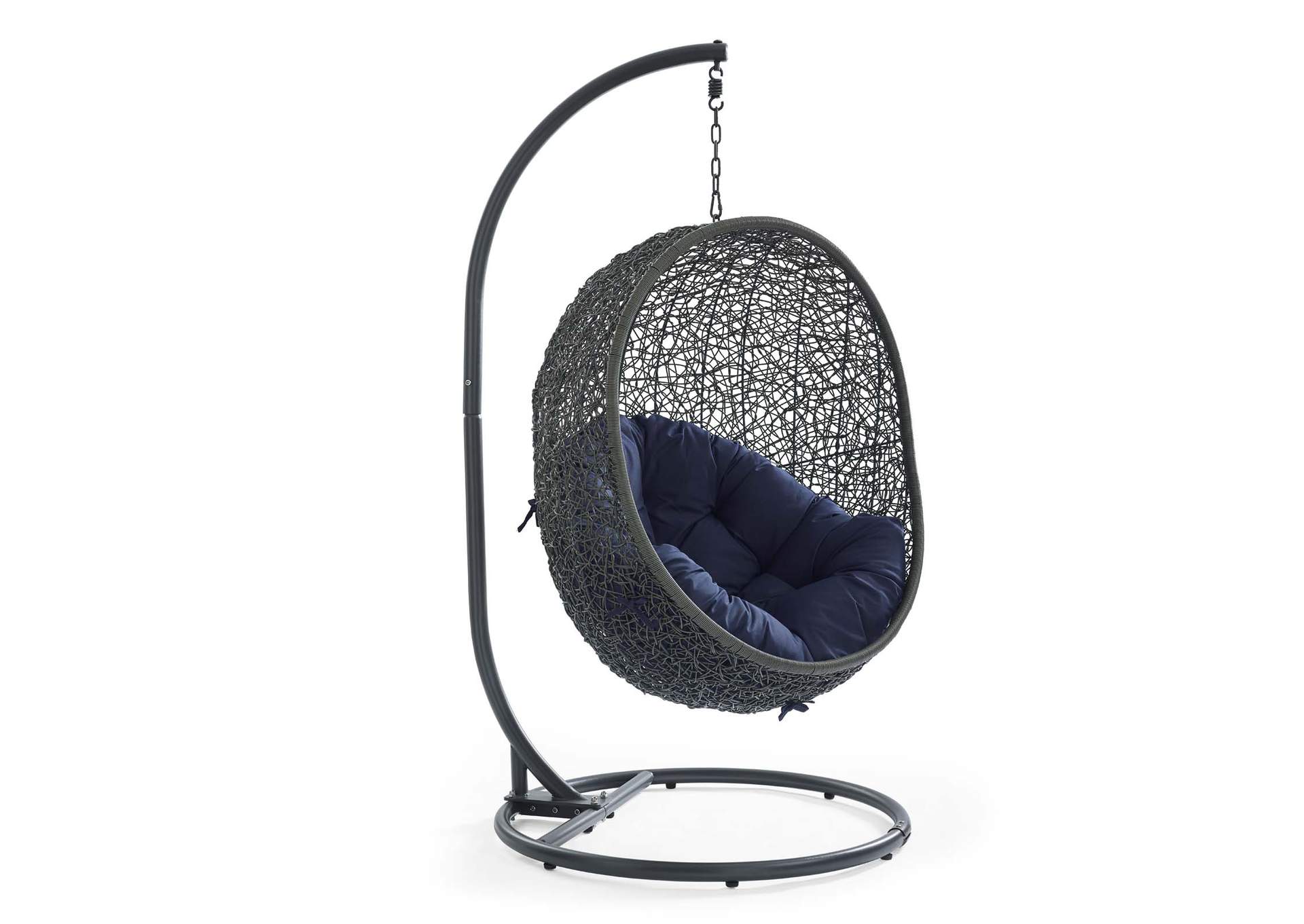 Gray Navy Hide Outdoor Patio Swing Chair With Stand,Modway