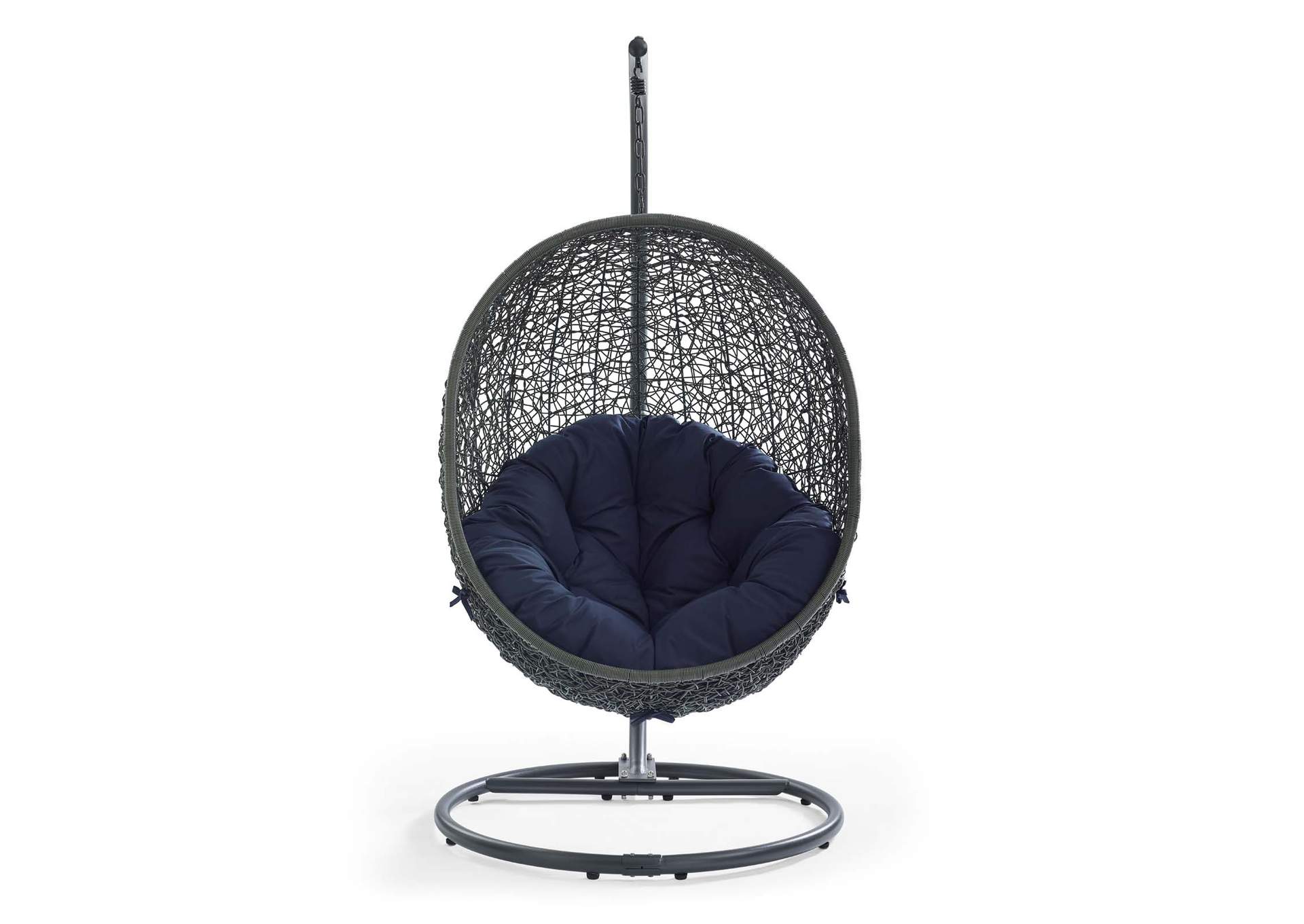 Gray Navy Hide Outdoor Patio Swing Chair With Stand,Modway