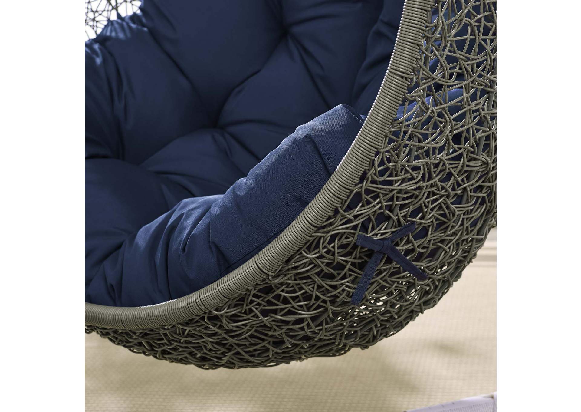 Gray Navy Hide Outdoor Patio Swing Chair With Stand,Modway