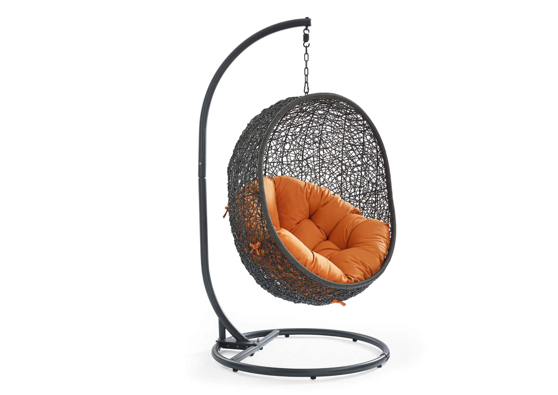 Gray Orange Hide Outdoor Patio Swing Chair With Stand,Modway