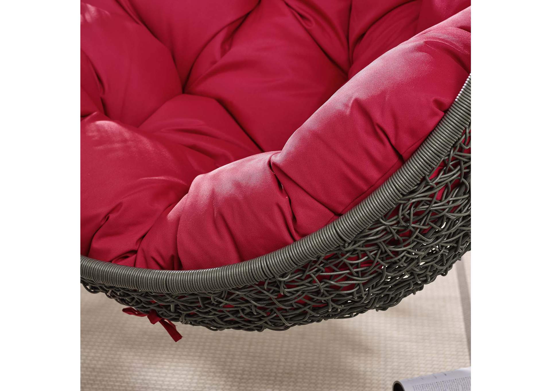 Gray Red Hide Outdoor Patio Swing Chair With Stand,Modway