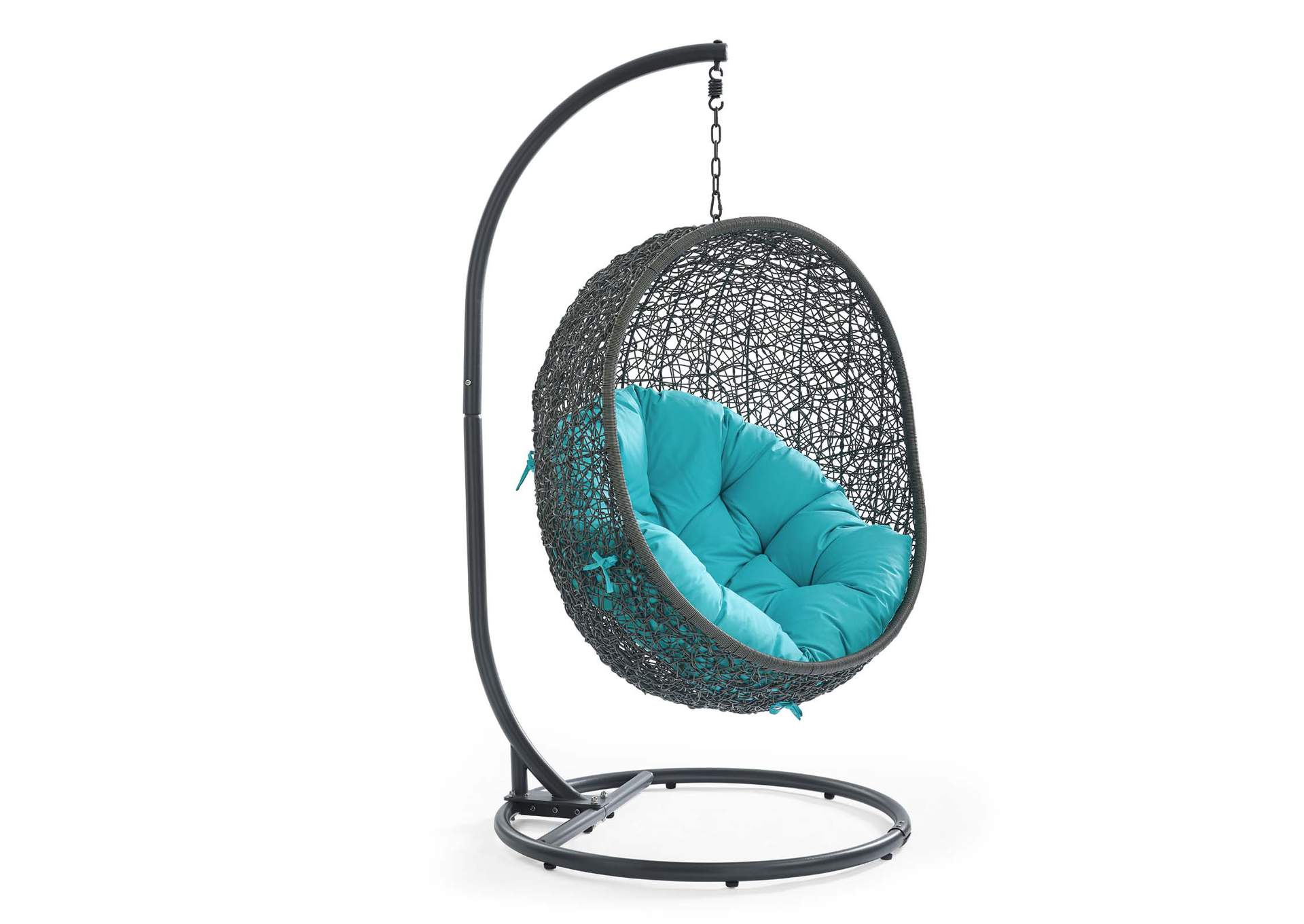 Gray Turquoise Hide Outdoor Patio Swing Chair With Stand,Modway