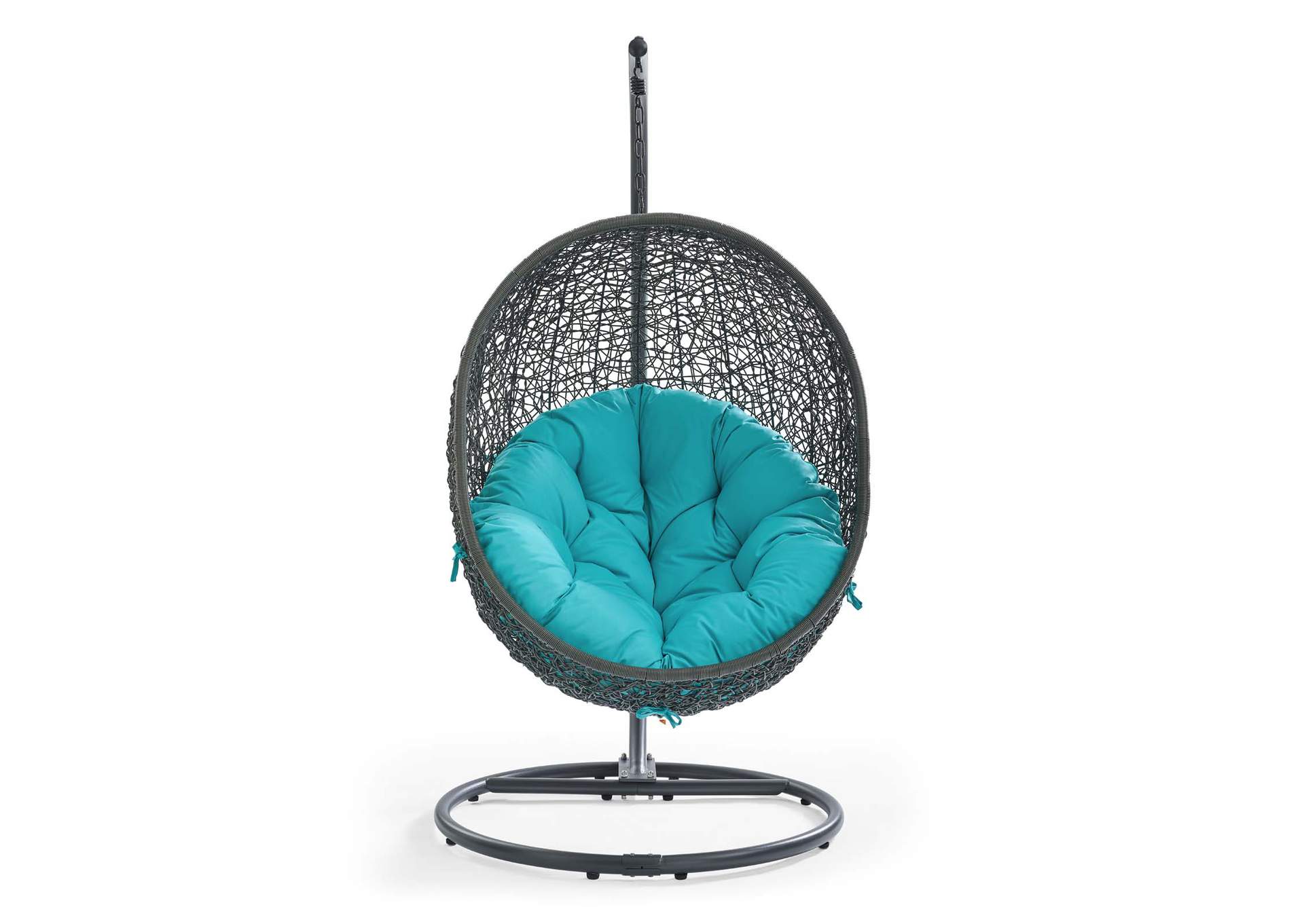 Gray Turquoise Hide Outdoor Patio Swing Chair With Stand,Modway