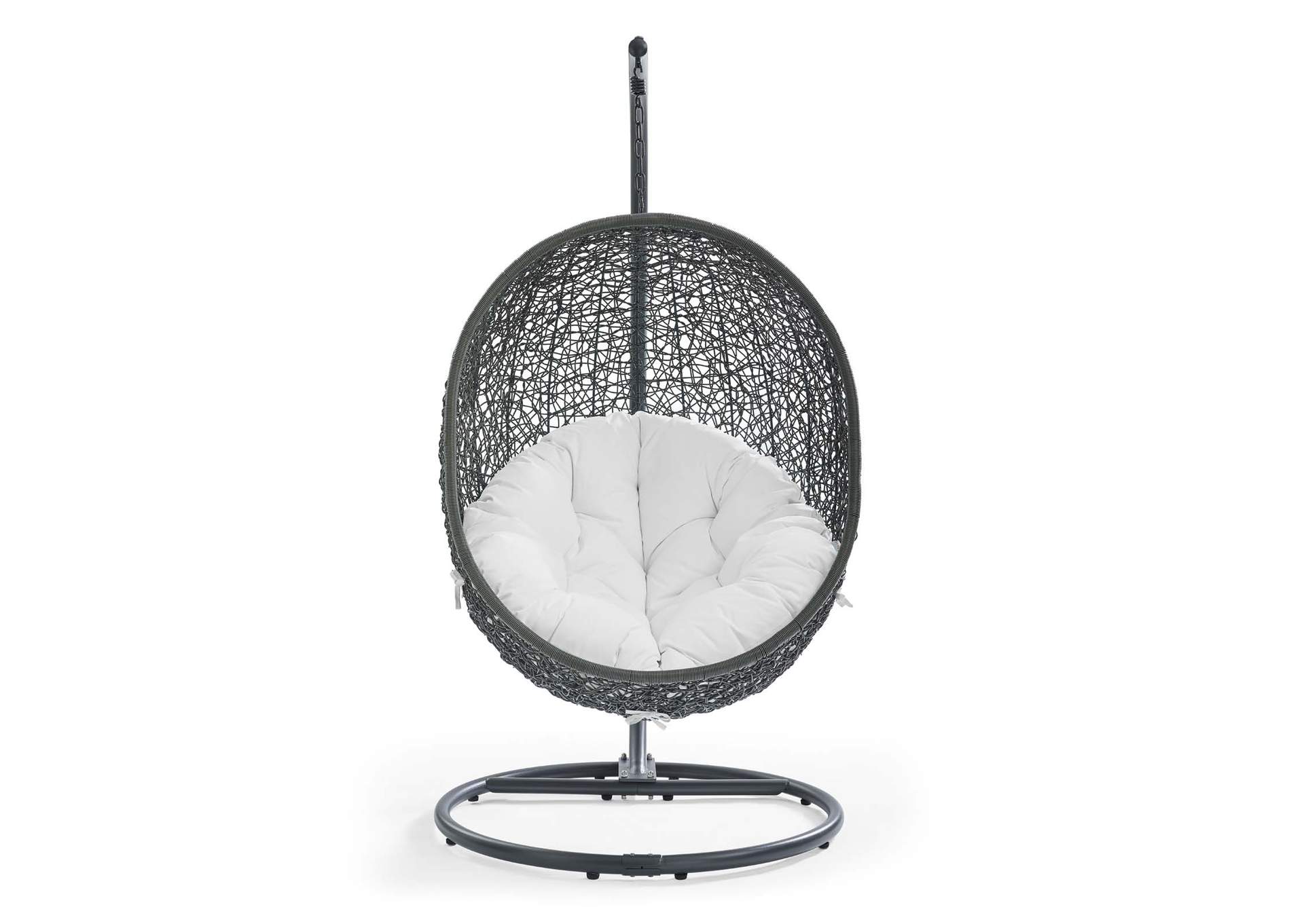 Gray White Hide Outdoor Patio Swing Chair With Stand,Modway