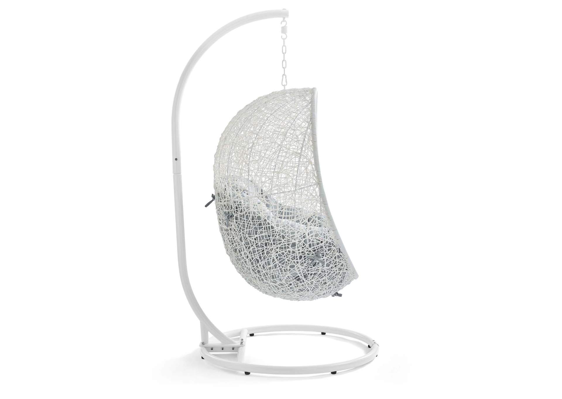 White Gray Hide Outdoor Patio Swing Chair With Stand,Modway