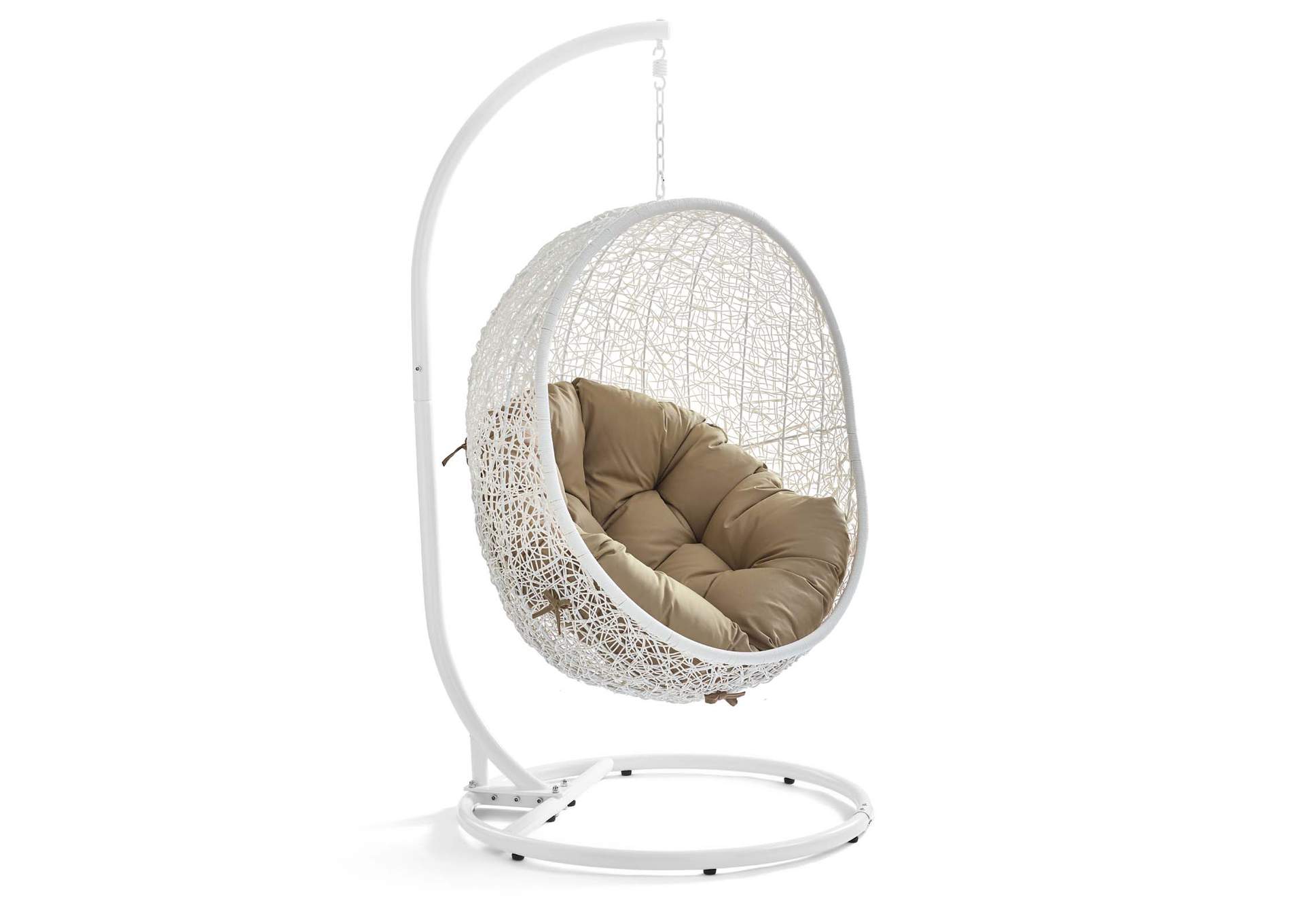 White Mocha Hide Outdoor Patio Swing Chair With Stand,Modway