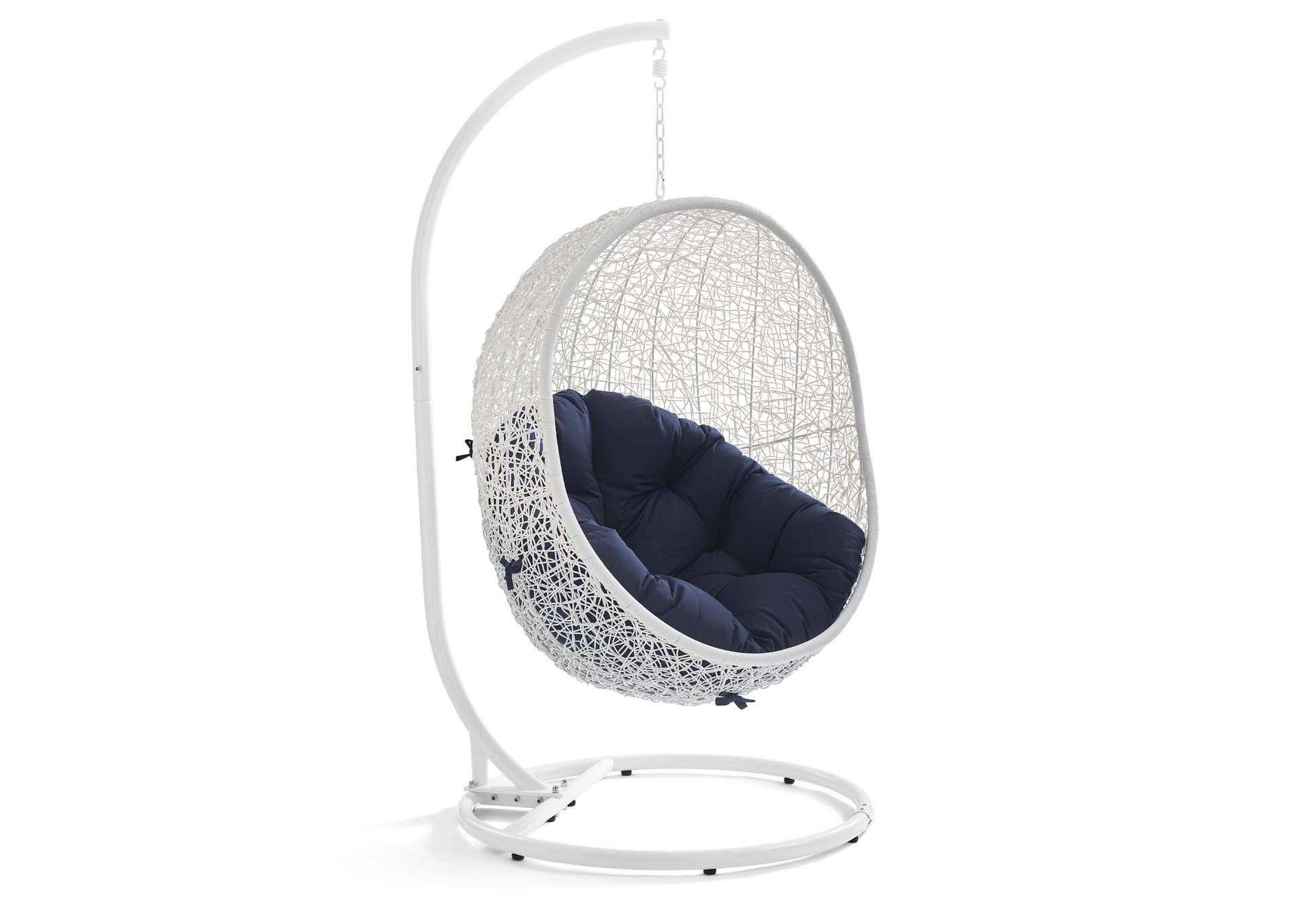 White Navy Hide Outdoor Patio Swing Chair With Stand,Modway