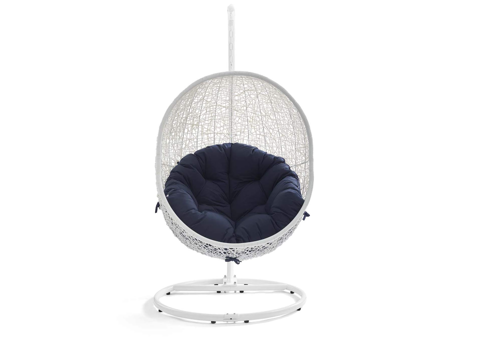 White Navy Hide Outdoor Patio Swing Chair With Stand,Modway