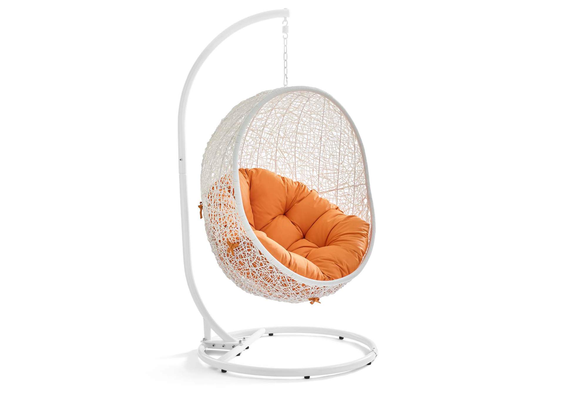 White Orange Hide Outdoor Patio Swing Chair With Stand,Modway