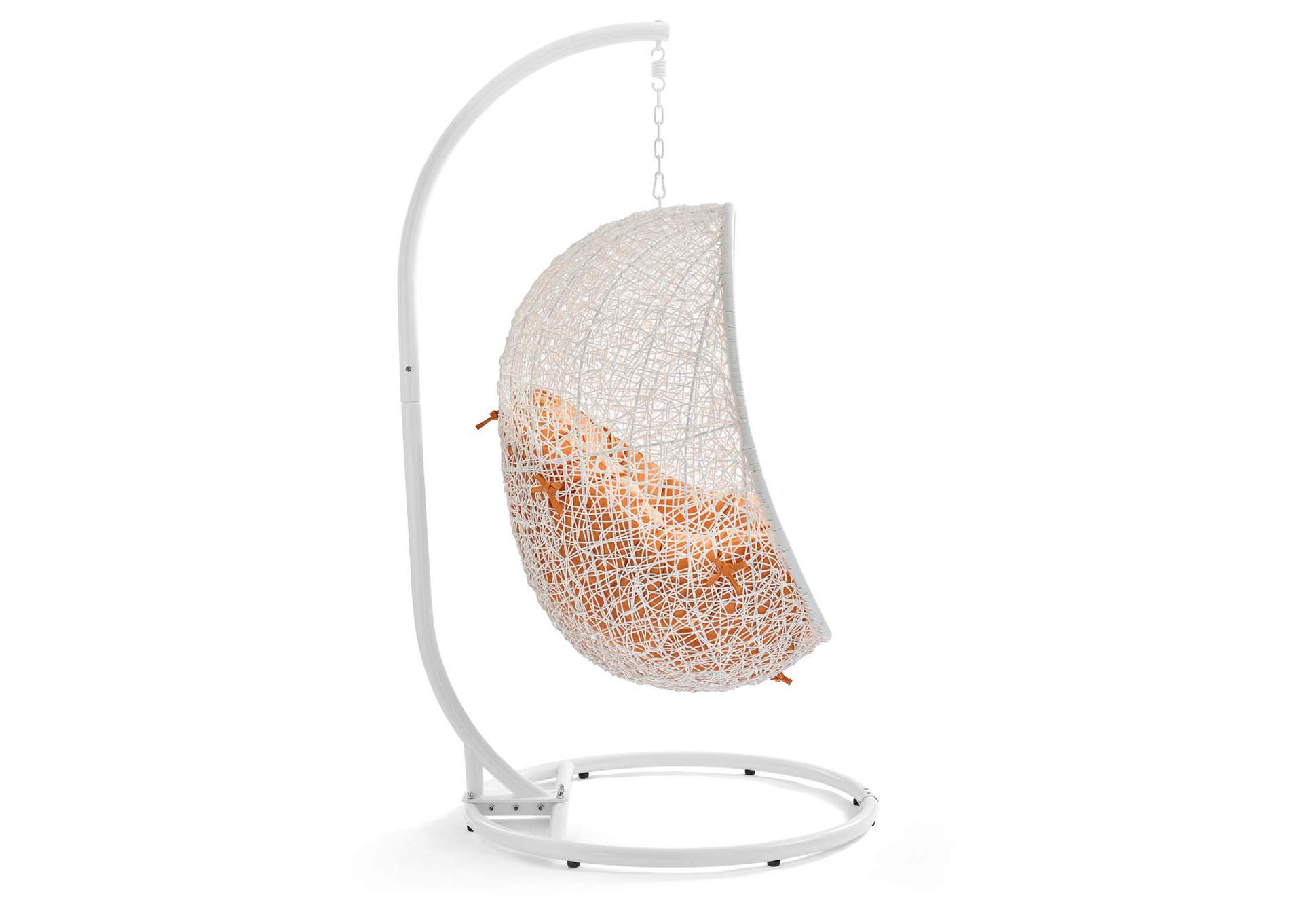 White Orange Hide Outdoor Patio Swing Chair With Stand,Modway