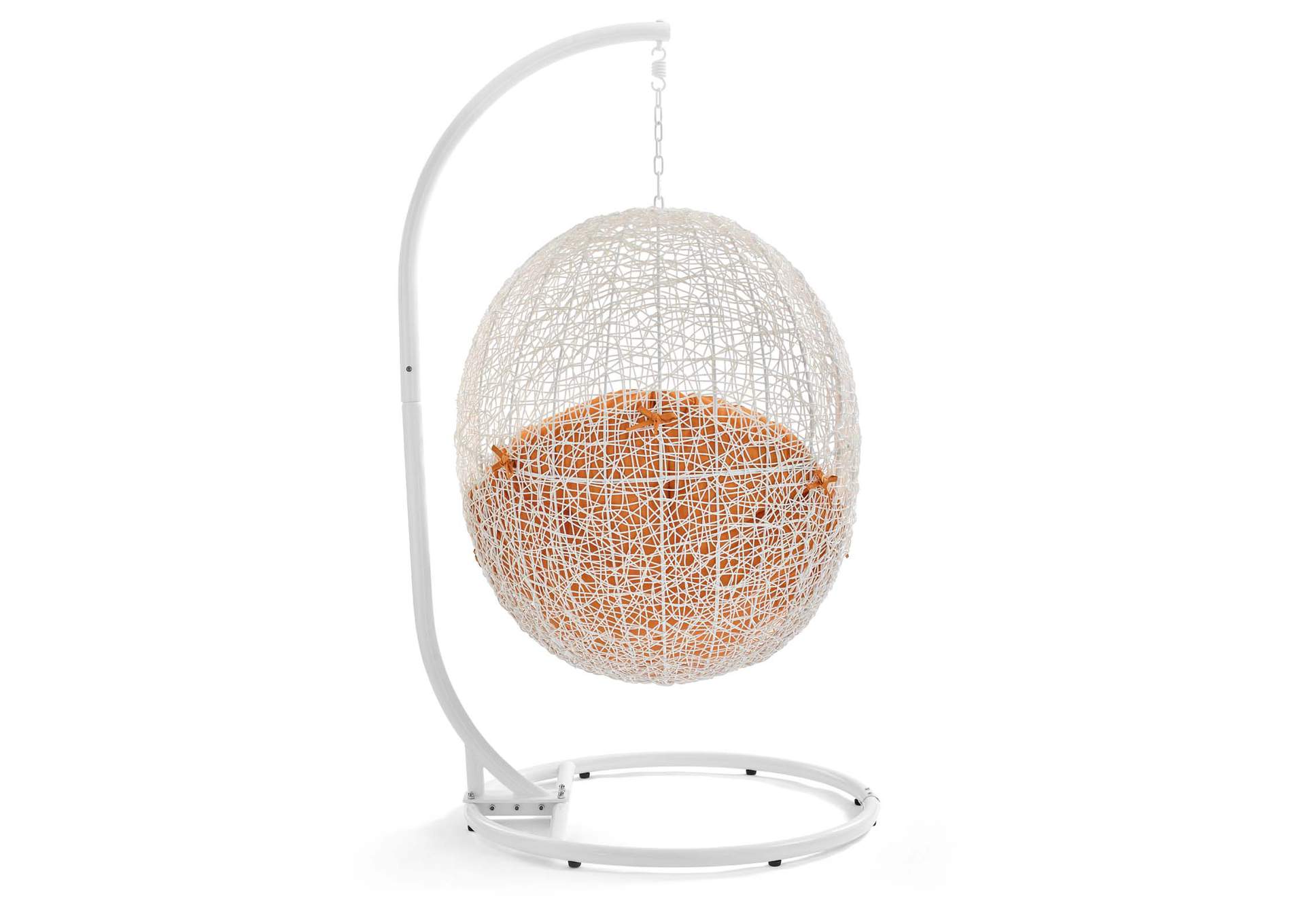 White Orange Hide Outdoor Patio Swing Chair With Stand,Modway