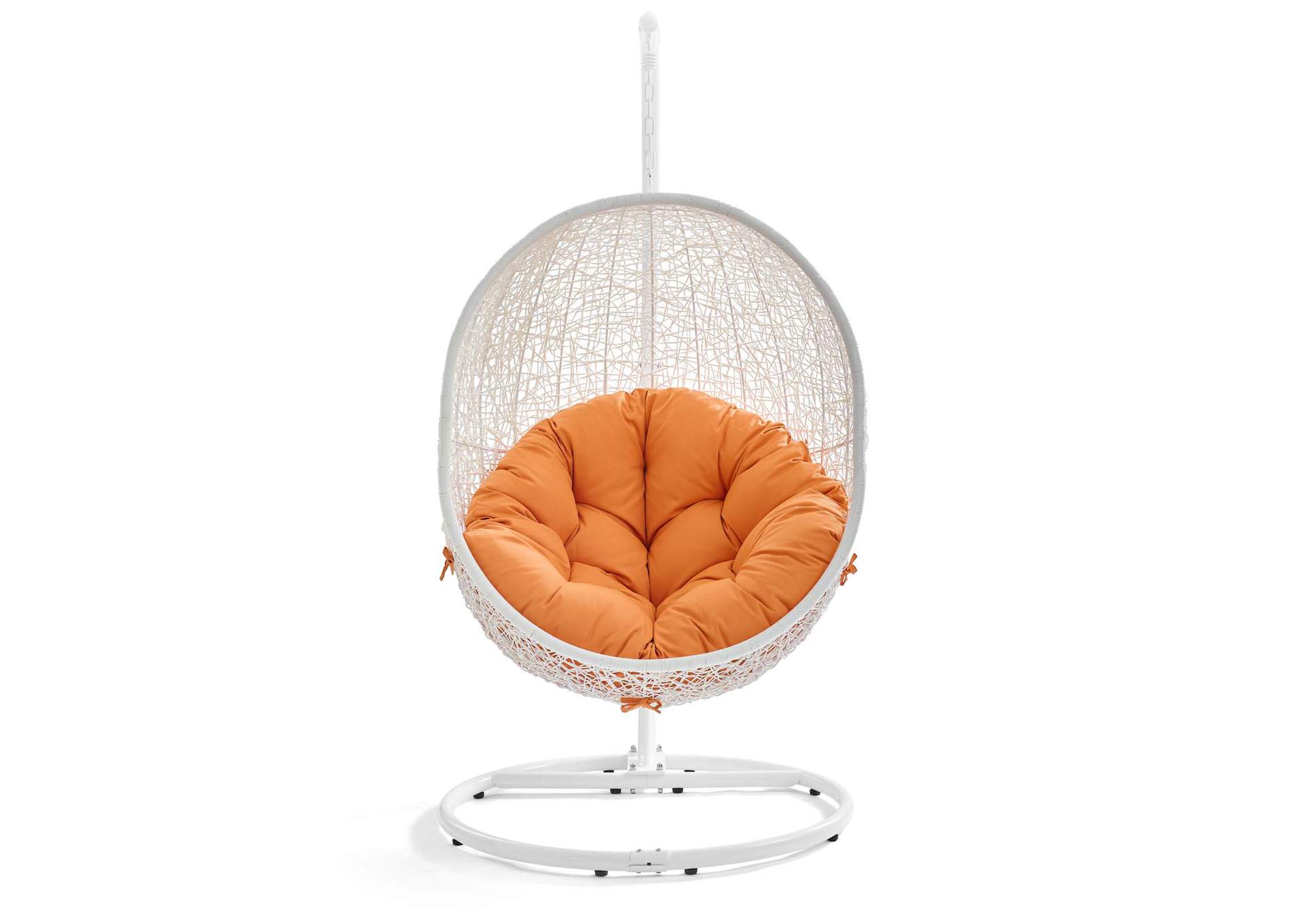 White Orange Hide Outdoor Patio Swing Chair With Stand,Modway