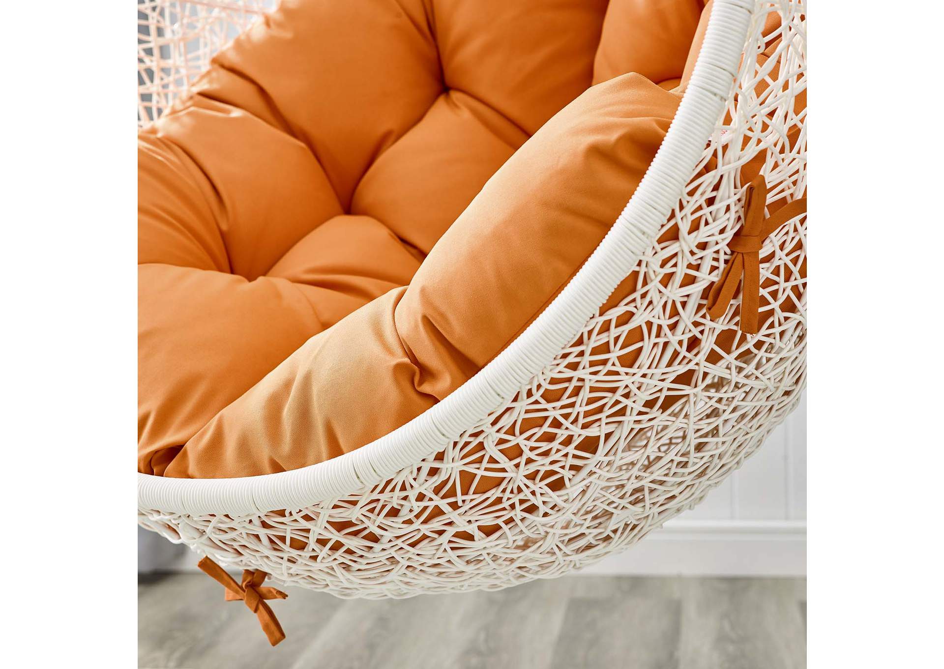 White Orange Hide Outdoor Patio Swing Chair With Stand,Modway