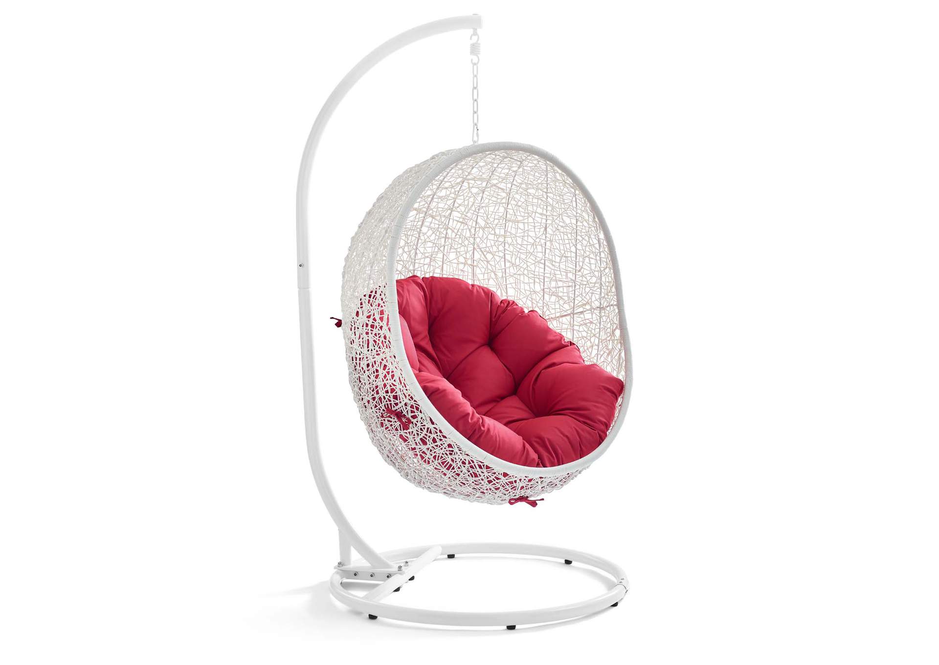 White Red Hide Outdoor Patio Swing Chair With Stand,Modway