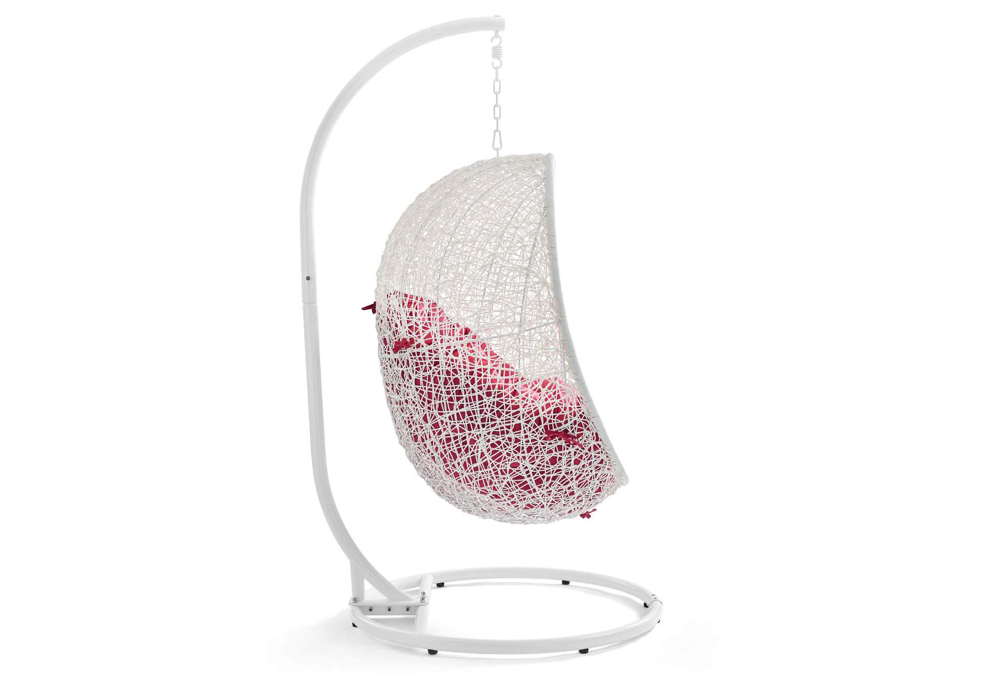 White Red Hide Outdoor Patio Swing Chair With Stand,Modway