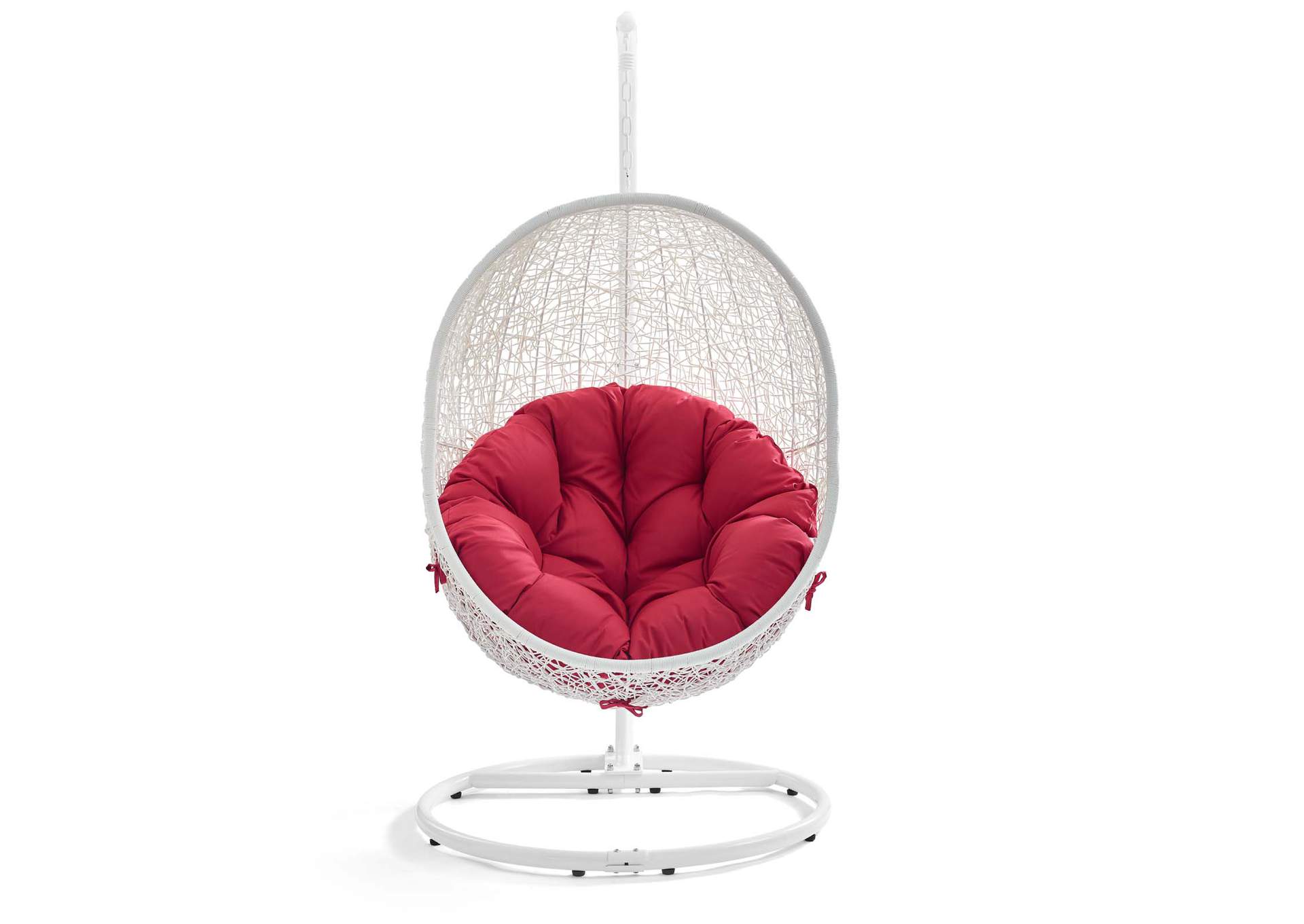 White Red Hide Outdoor Patio Swing Chair With Stand,Modway