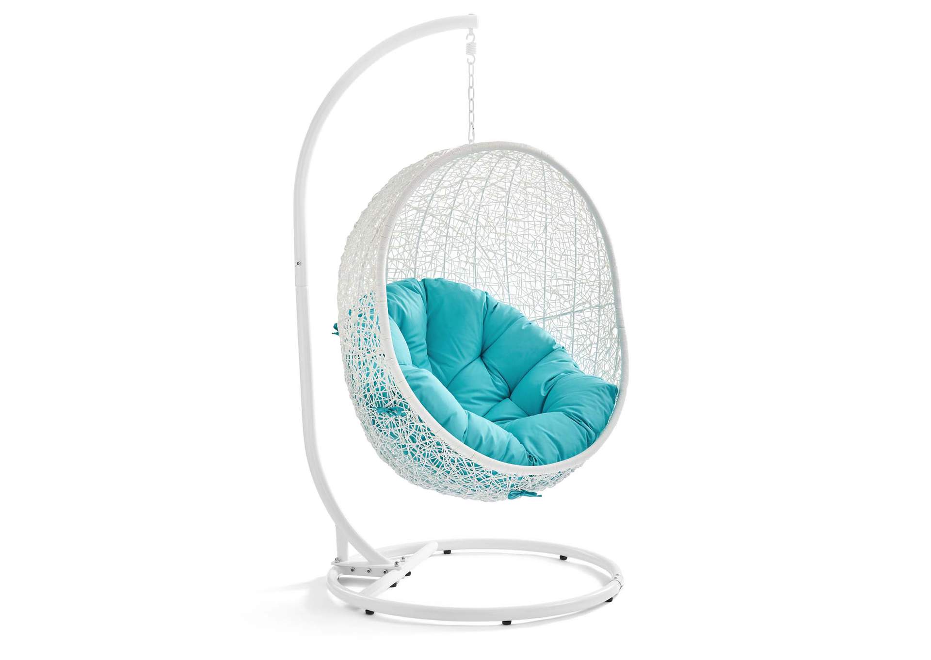 White Turquoise Hide Outdoor Patio Swing Chair With Stand,Modway