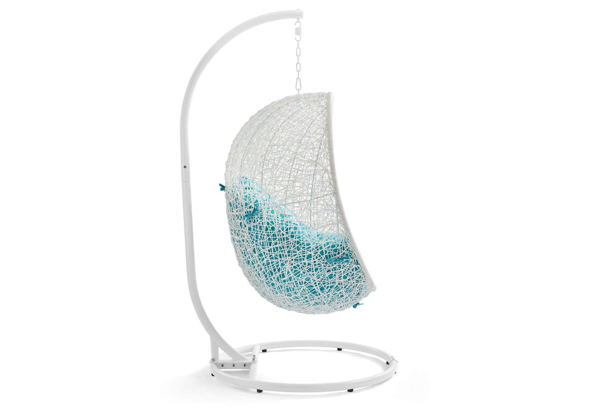 White Turquoise Hide Outdoor Patio Swing Chair With Stand,Modway