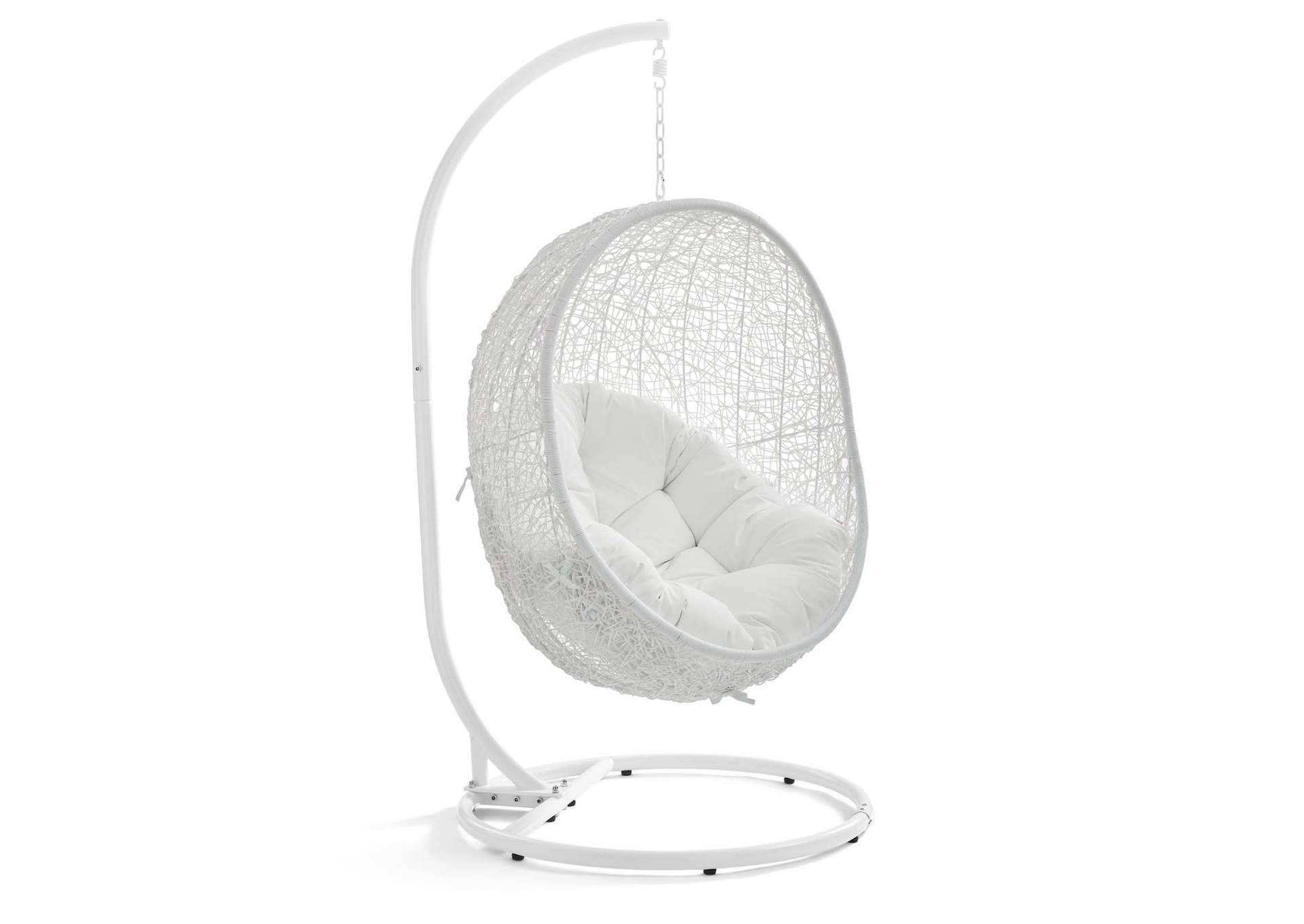 White Hide Outdoor Patio Swing Chair With Stand,Modway