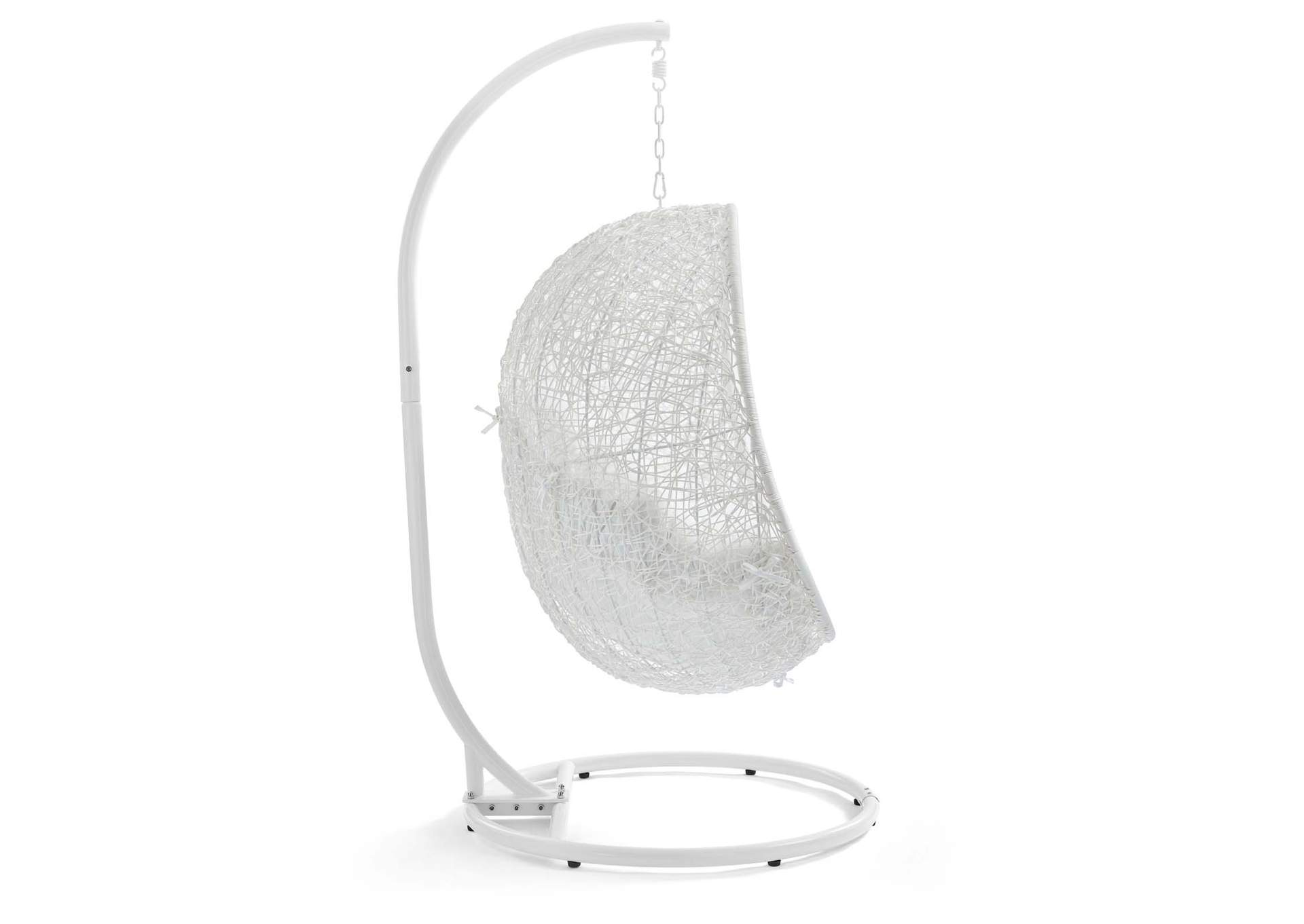 White Hide Outdoor Patio Swing Chair With Stand,Modway