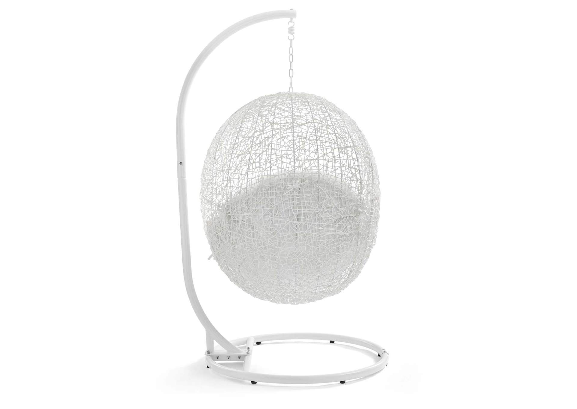 White Hide Outdoor Patio Swing Chair With Stand,Modway