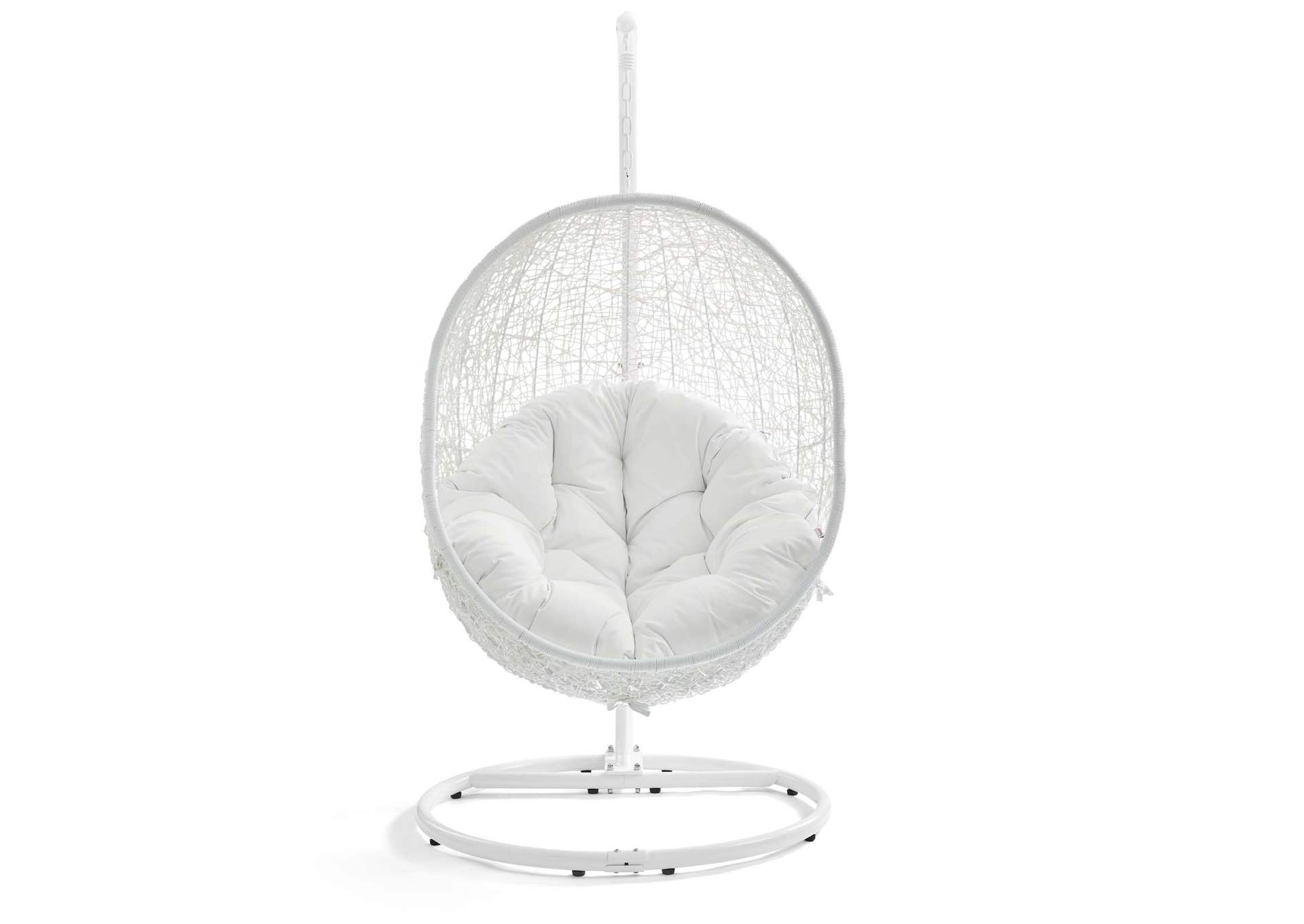 White Hide Outdoor Patio Swing Chair With Stand,Modway