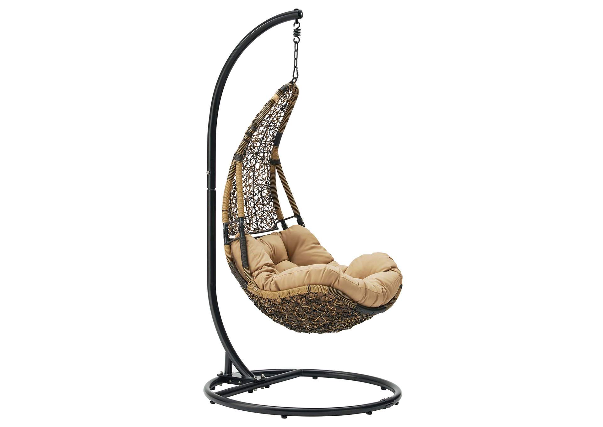 Black Mocha Abate Outdoor Patio Swing Chair With Stand,Modway