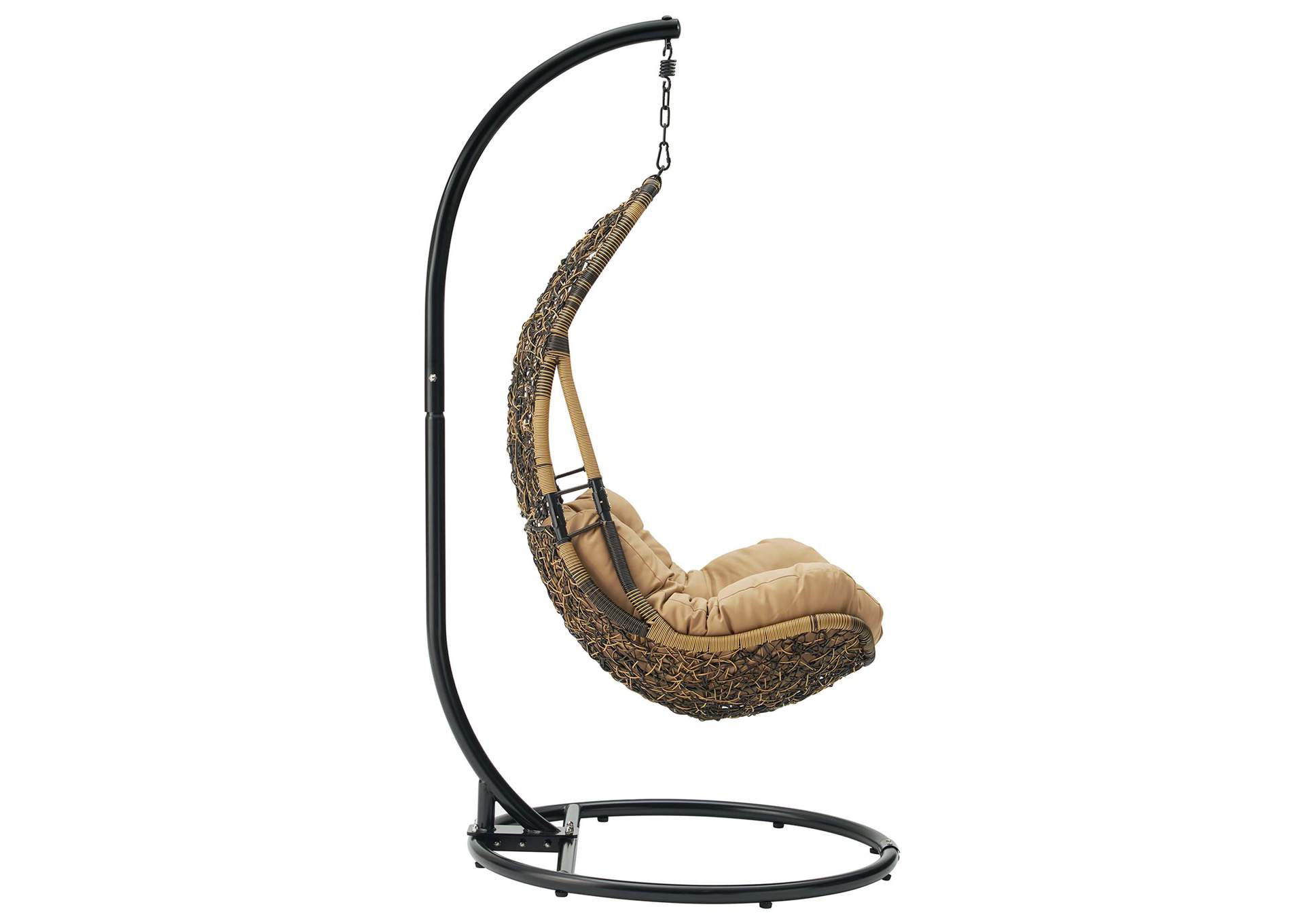 Black Mocha Abate Outdoor Patio Swing Chair With Stand,Modway