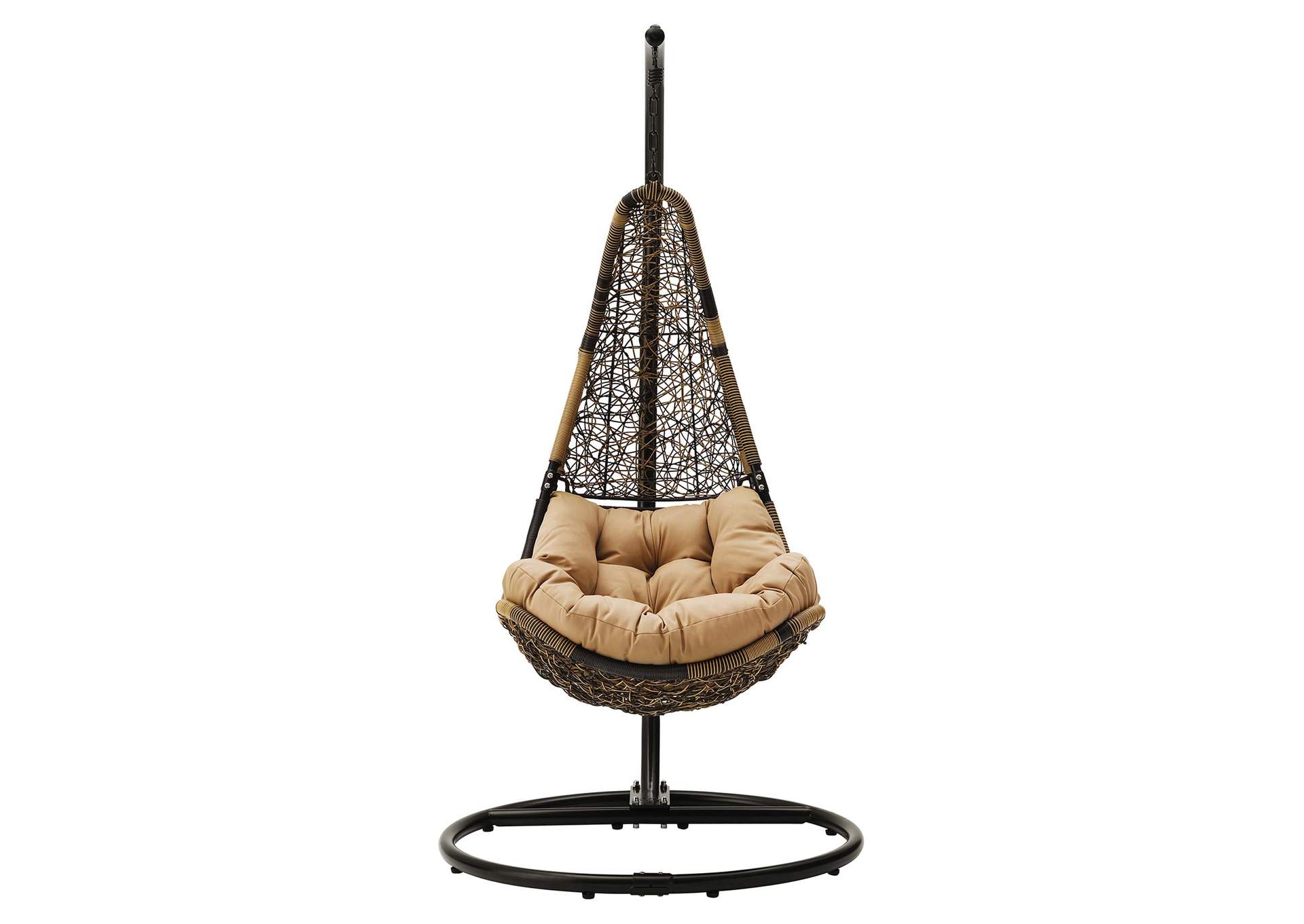 Black Mocha Abate Outdoor Patio Swing Chair With Stand,Modway