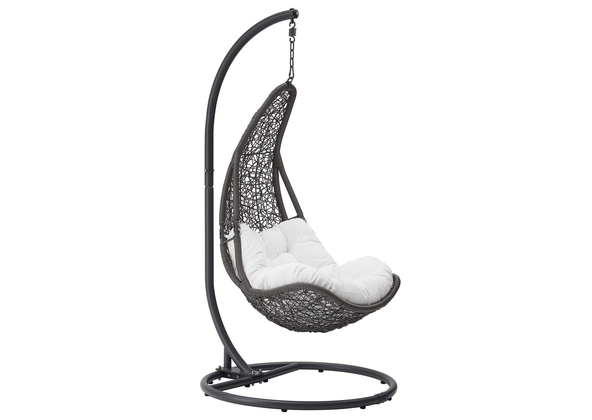 Gray White Abate Outdoor Patio Swing Chair With Stand,Modway