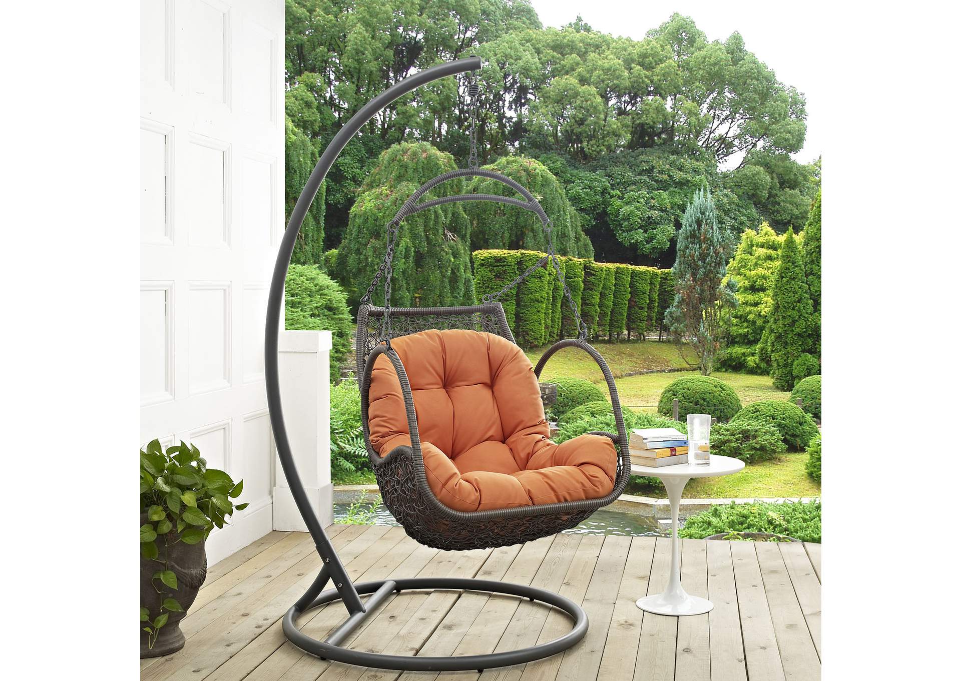 Orange Arbor Outdoor Patio Wood Swing Chair,Modway