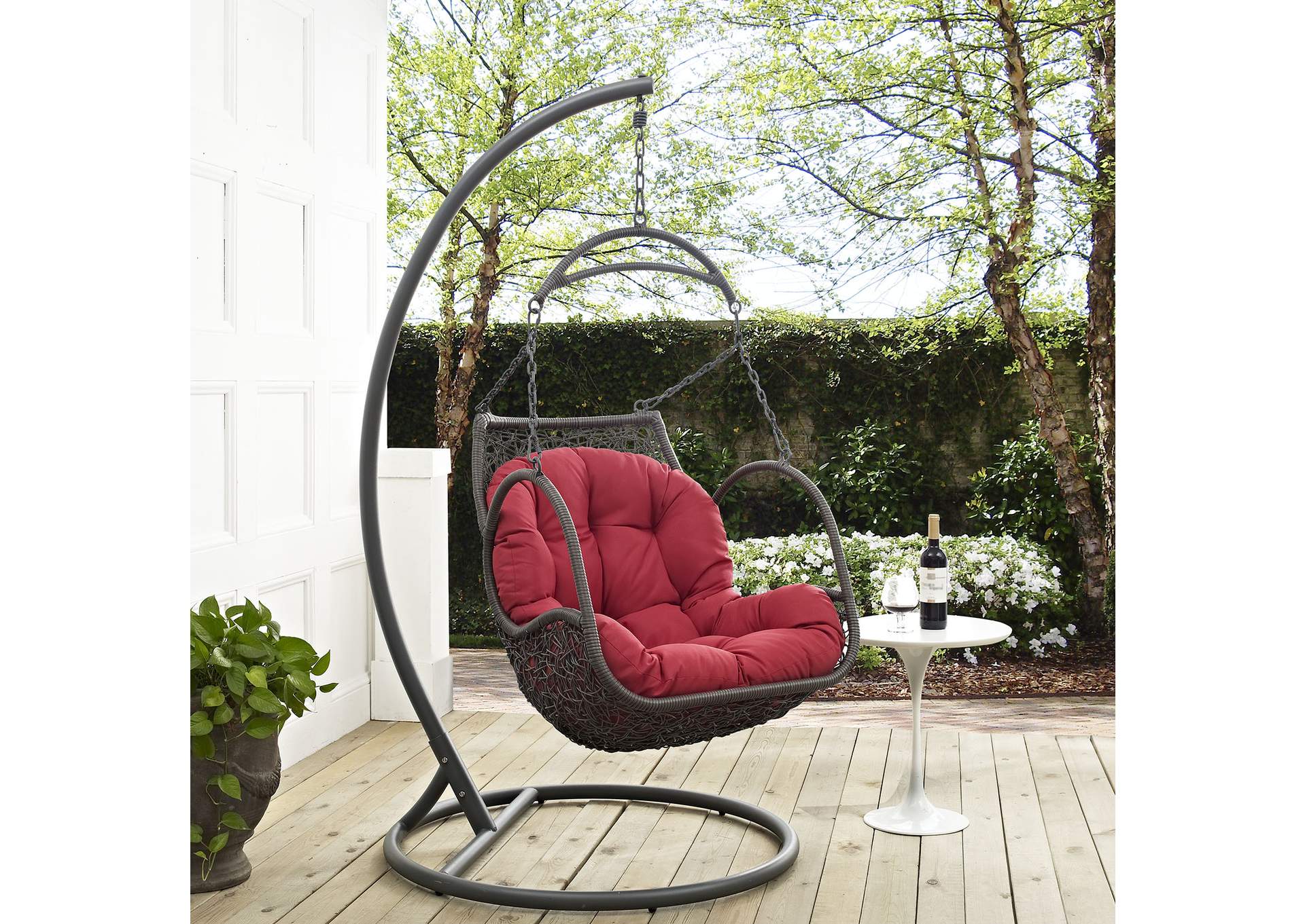 Red Arbor Outdoor Patio Wood Swing Chair,Modway