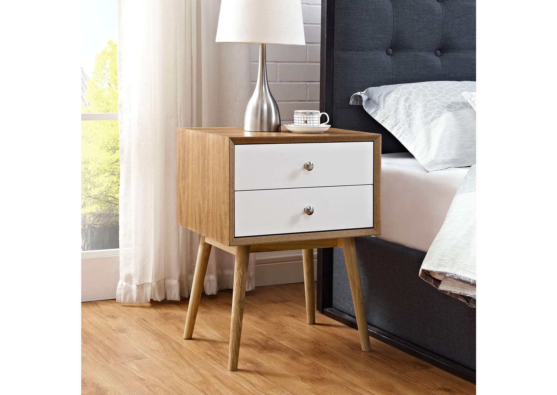 Natural White Dispatch Nightstand,Modway
