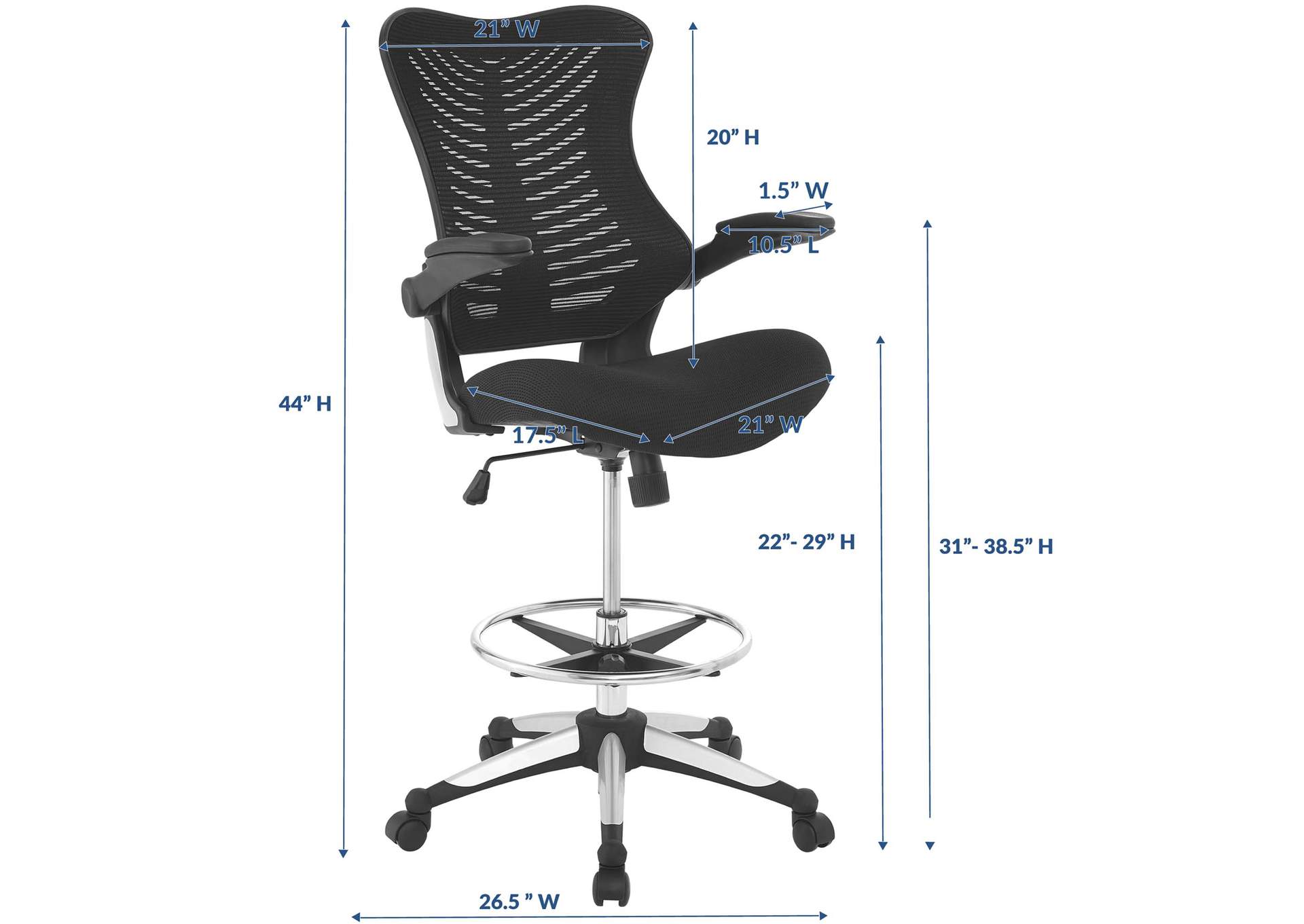 Black Charge Drafting Chair,Modway