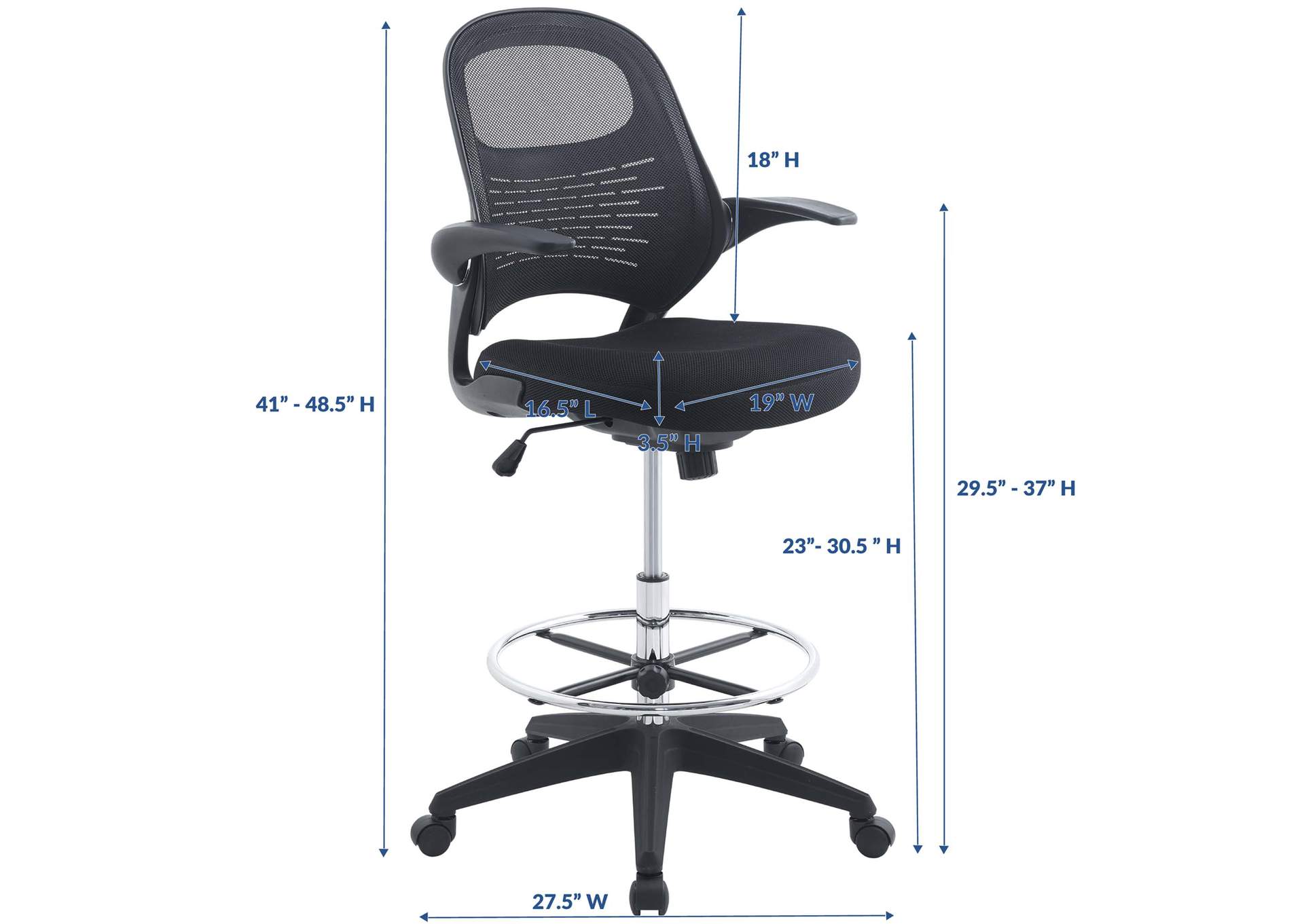 Black Stealth Drafting Chair,Modway