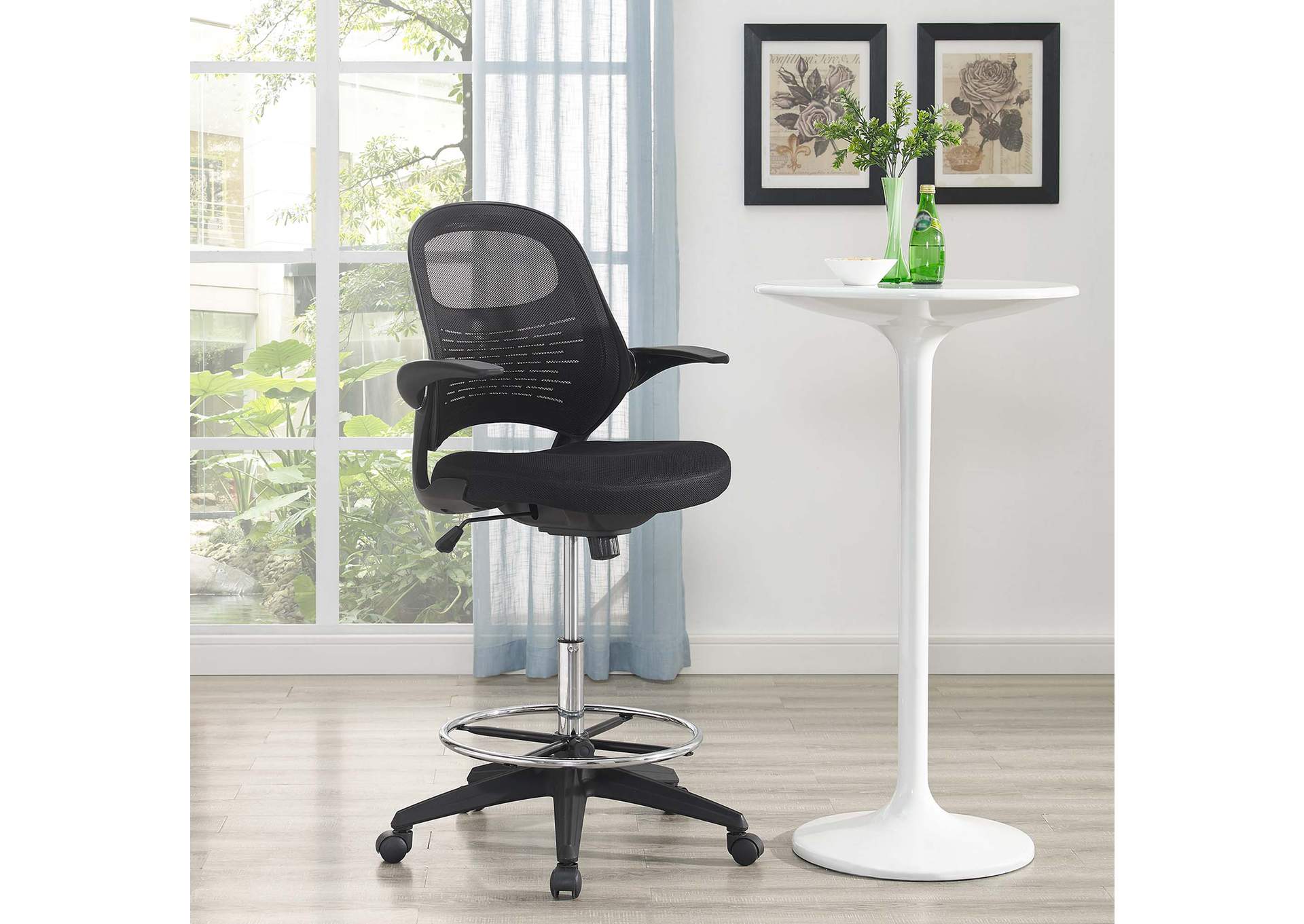 Black Stealth Drafting Chair,Modway